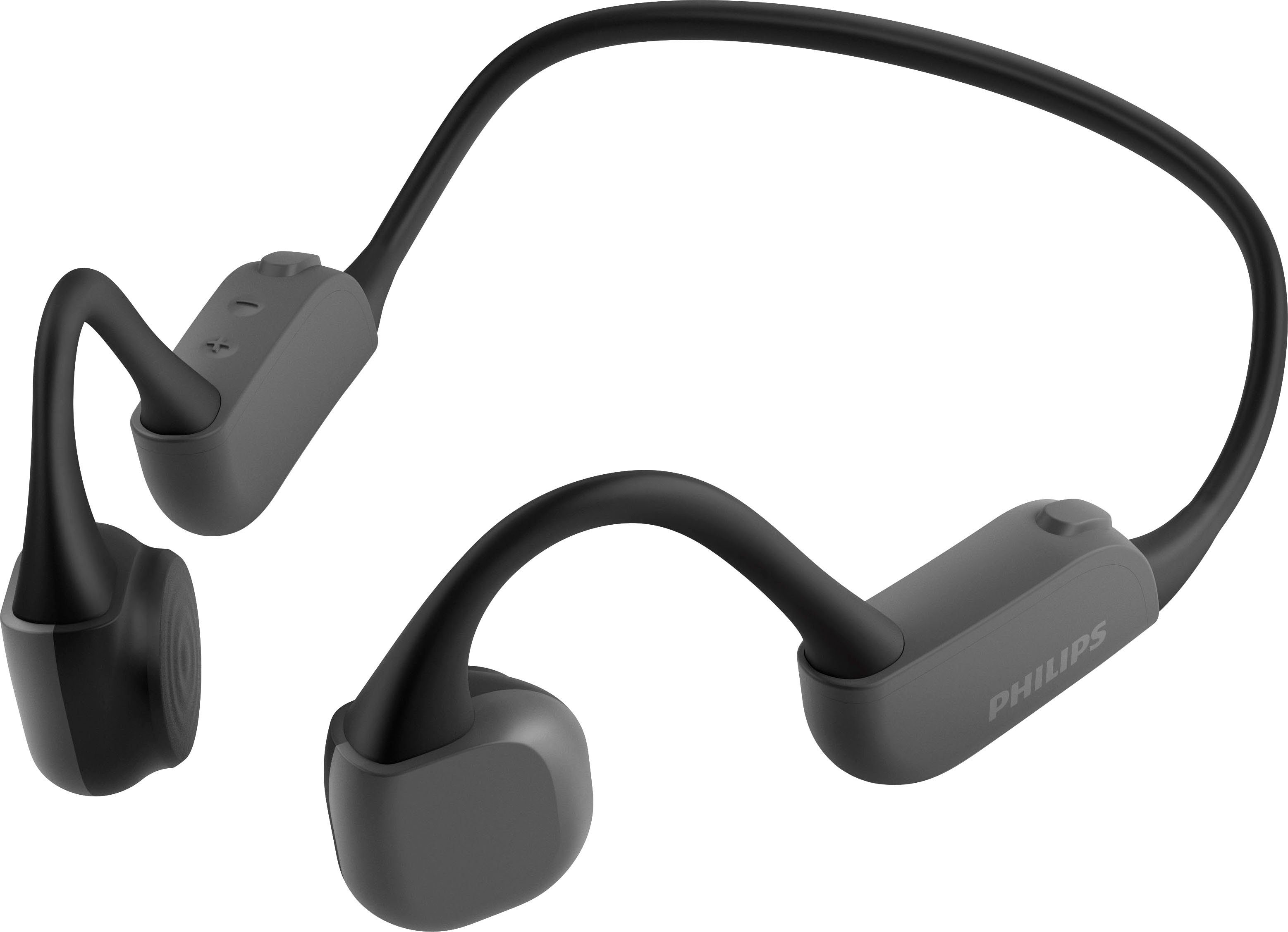 Nackenbügel, Wasserdicht Bluetooth, IP67), gemäß A2DP Philips Bone Bluetooth-Kopfhörer Conduction, (Freisprechfunktion, TAA6606BK/00 Bluetooth Bluetooth, Bluetooth-Kopfhörer, Nachtlicht, HFP, AVRCP Übertragung: