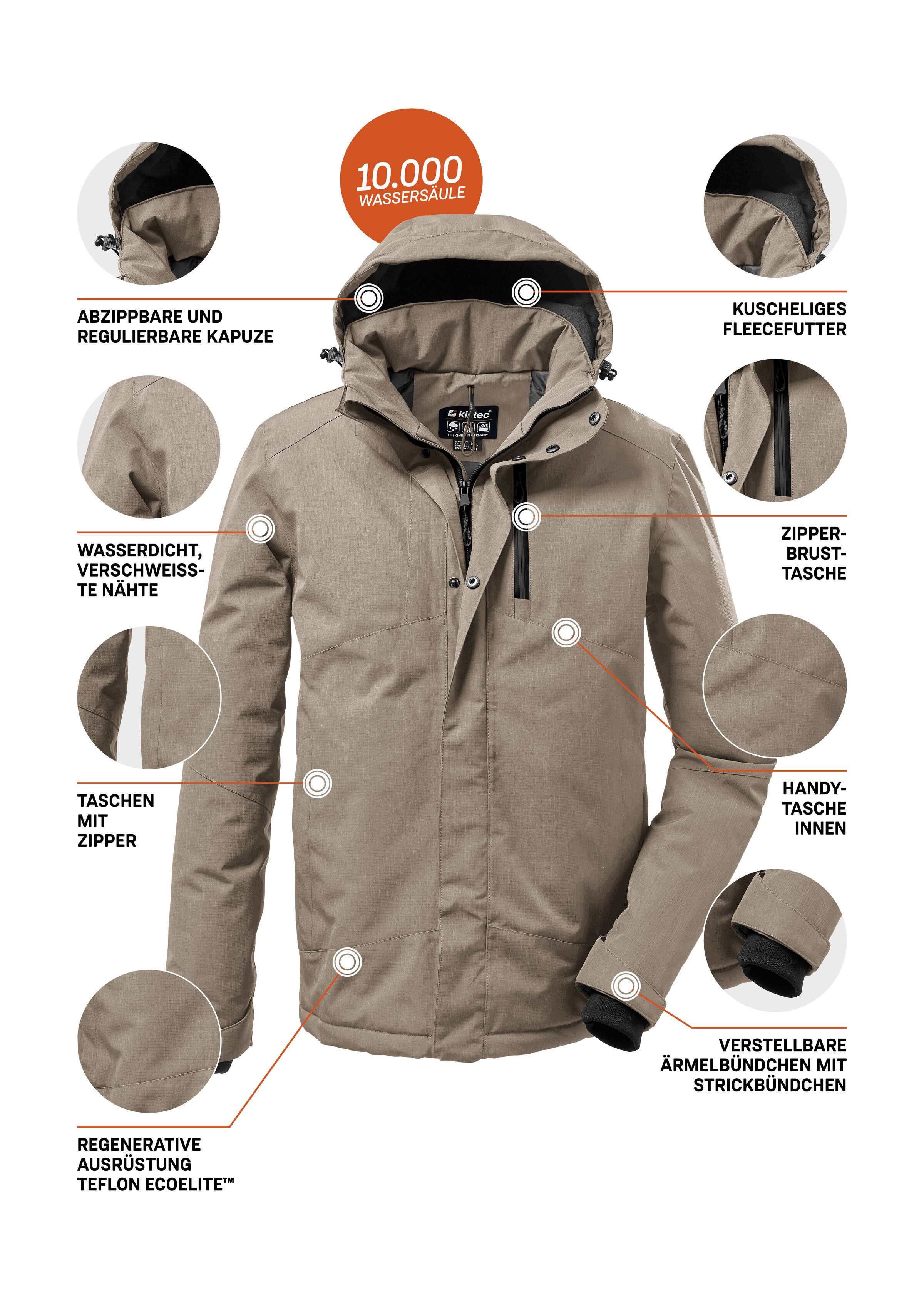 Killtec Outdoorjacke KOW 161 MN JCKT Wasser- und winddichte Funktionsjacke mit abnehmbarer Kapuze – Bild 5 von 5