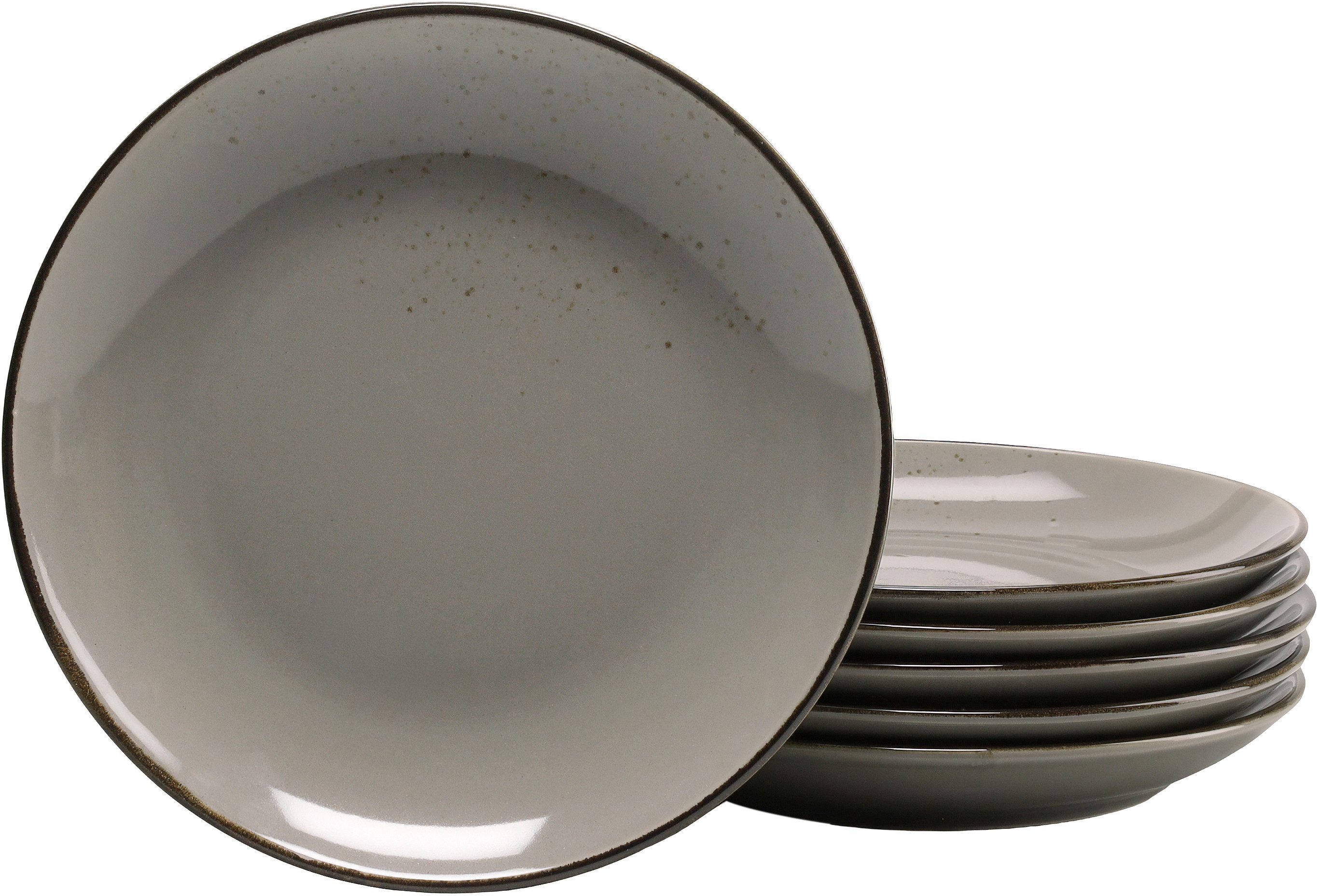 CreaTable Dessertteller Essteller NATURE COLLECTION, (6 St), Teller Set für 6 Personen, Ø 21 cm, Steinzeug