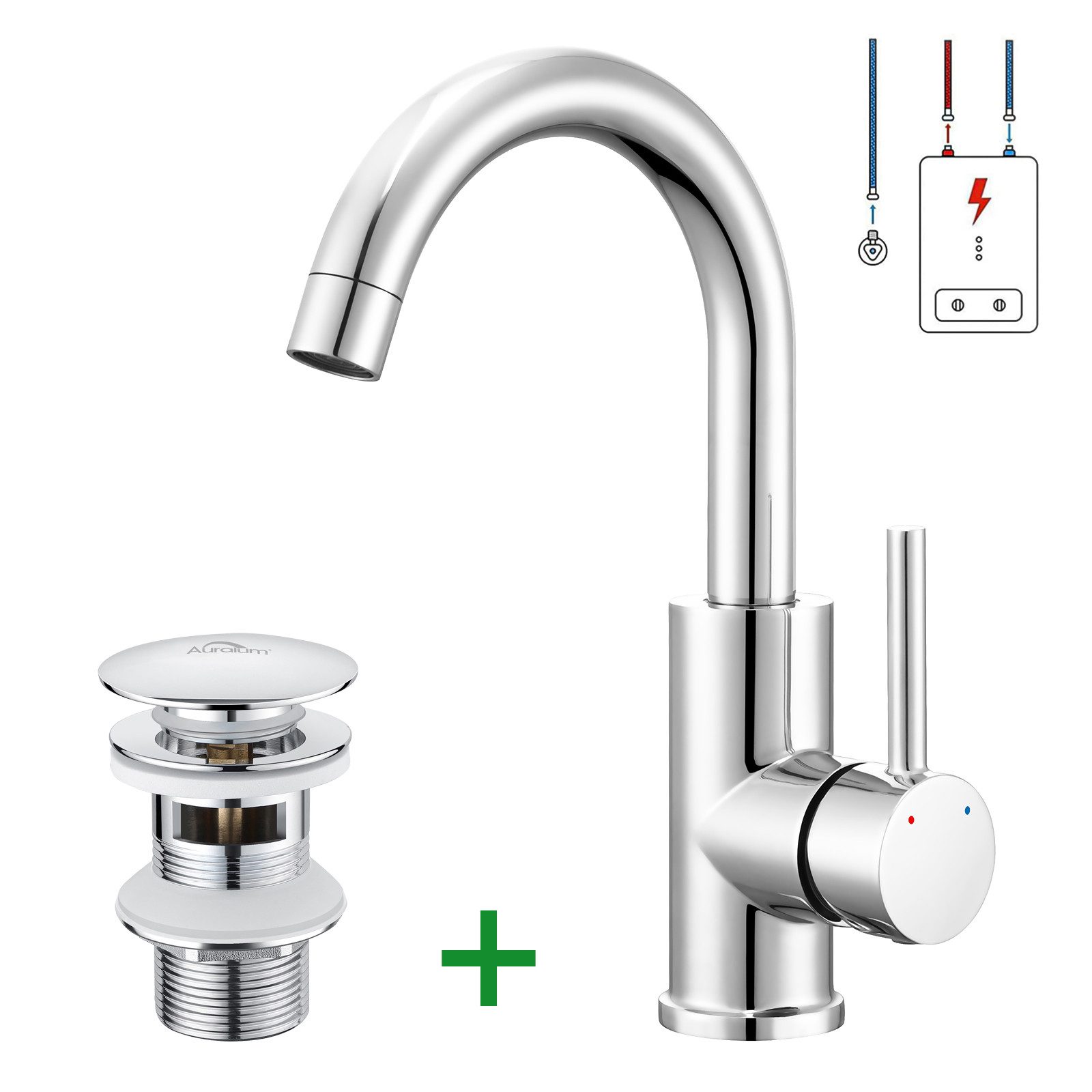 Auralum Max Waschtischarmatur 360° Niederdruck Wasserhahn günstig online kaufen