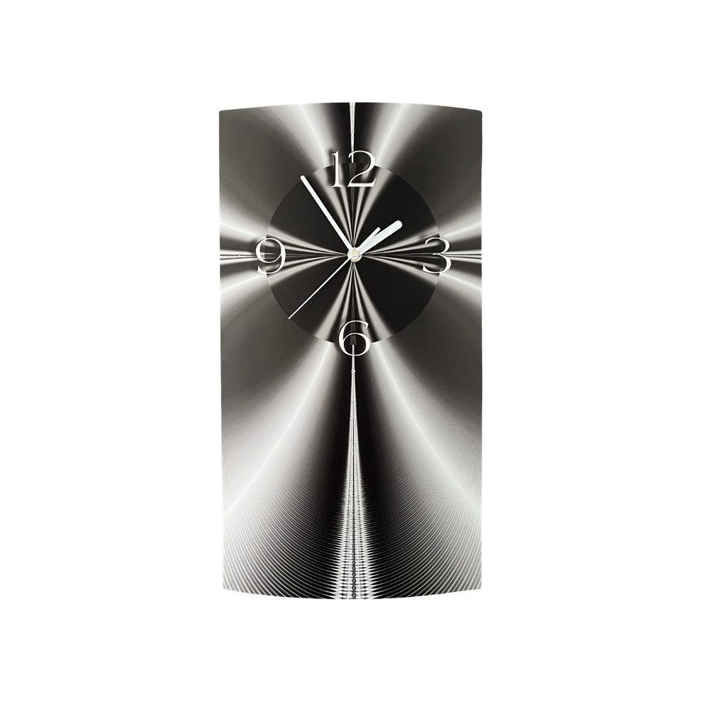 dixtime Wanduhr Digital Designer Wanduhr hochkant, Art abstrakt sw (Einzigartige 3D-Optik aus 4mm Alu-Dibond)