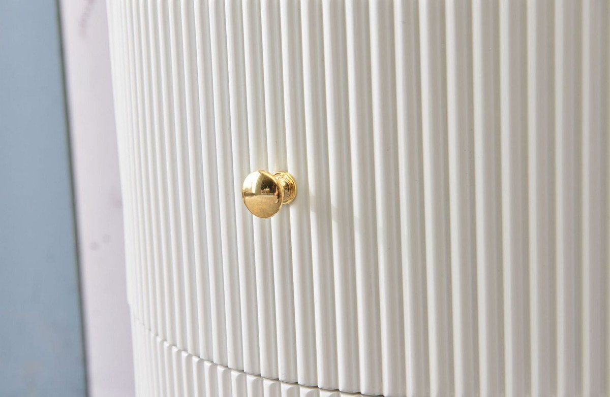 Runder Gold Padrino mit Beistelltisch Ø - Messingfarben H. 2 Nachttisch 50 / Weiß 58 Möbel cm - Schubladen Luxus x Beistelltisch / Casa Moderne