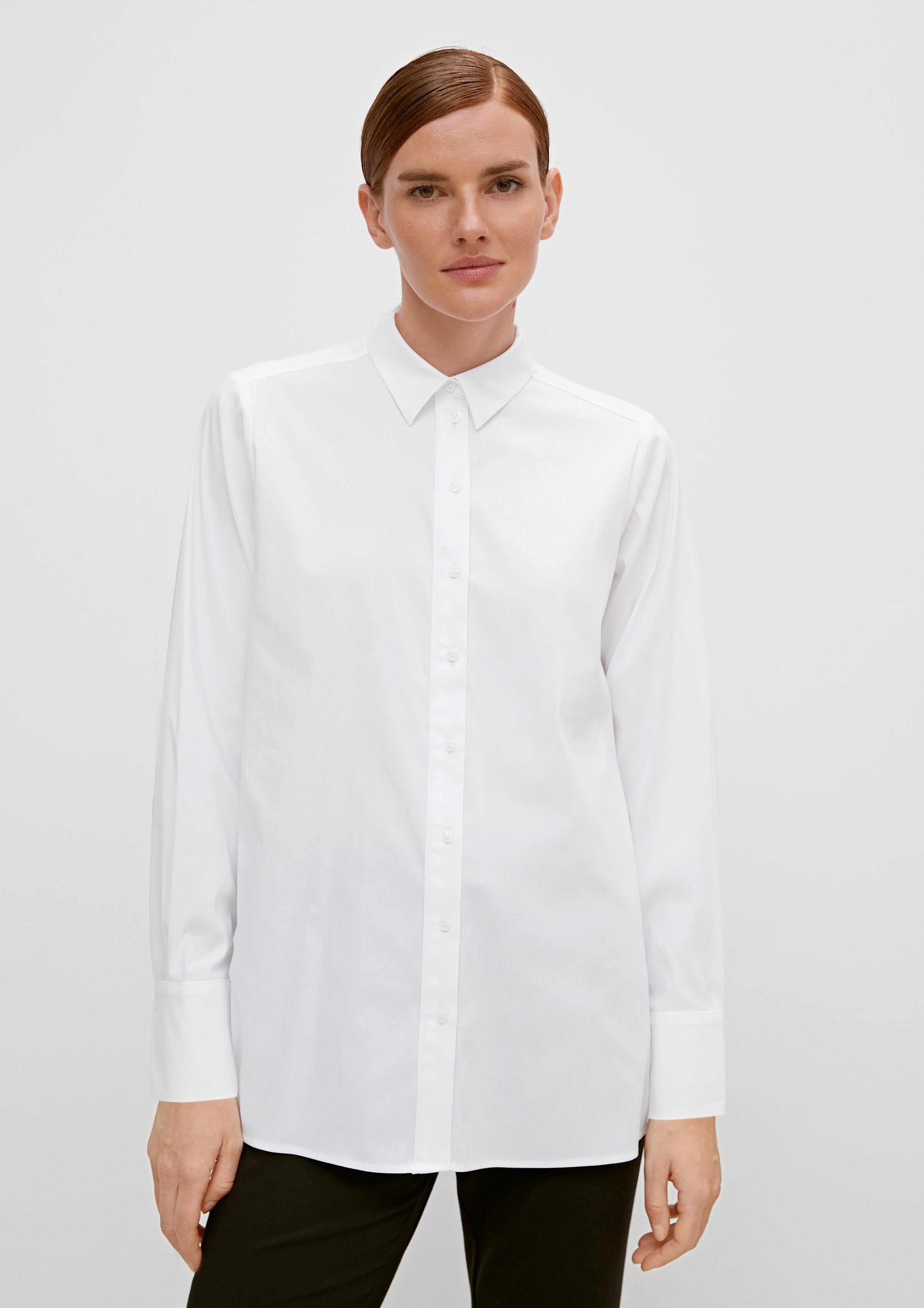 Langarmbluse Longbluse aus Popeline