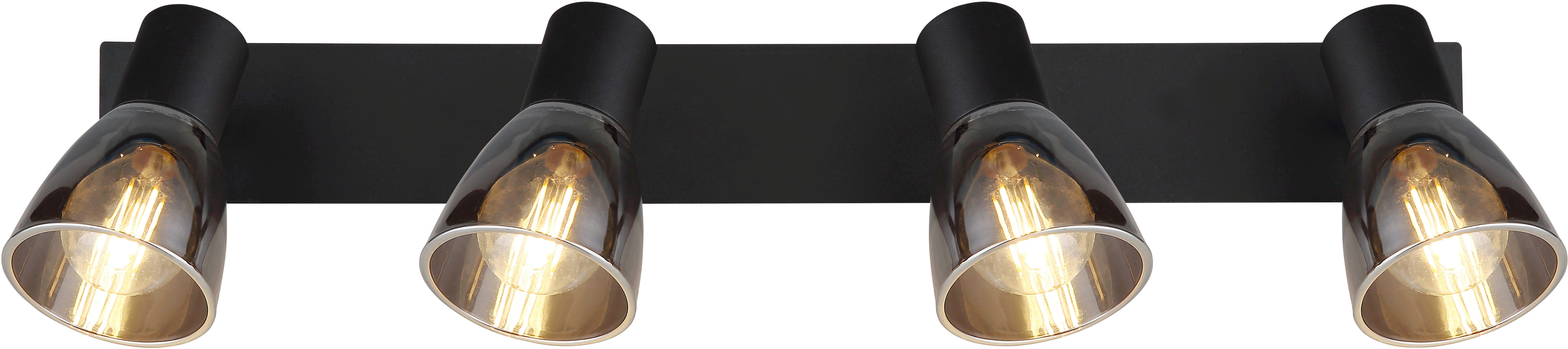 GLOBO LIGHTING Deckenstrahler CLAUDE, ohne Leuchtmittel, Deckenspot/schwarz/Glas rauchfarben