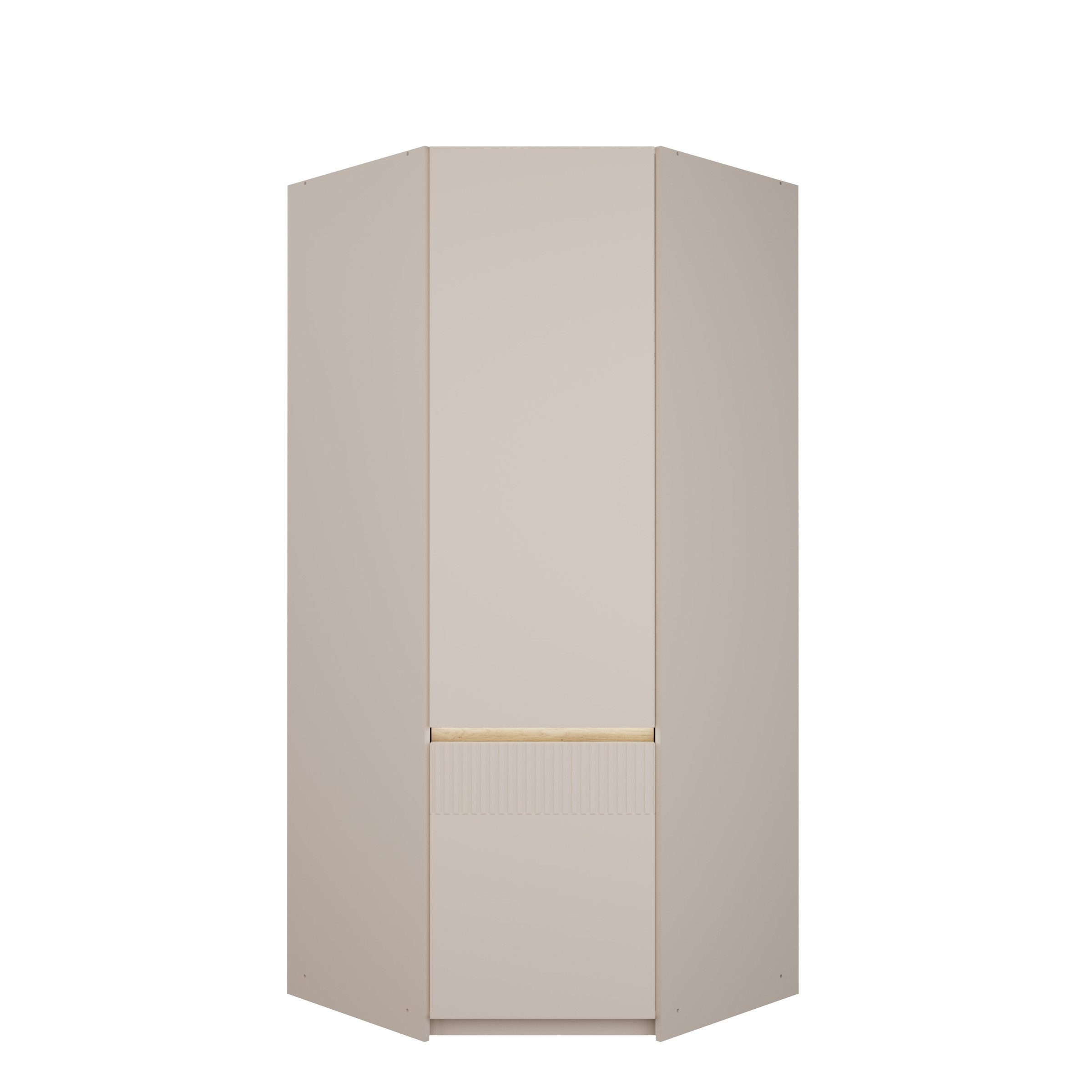 PREISBRECHER Eckkleiderschrank SQUERE Mauvella Eiche Dekor / Sand - 88,5x197,4x88,5 (BxHxT)