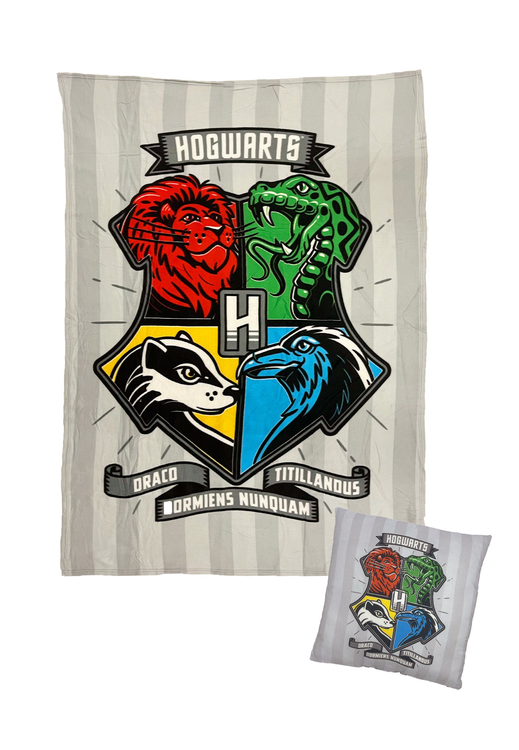 Harry Potter Dekokissen Kinder Hogwarts Set Kissen und Decke