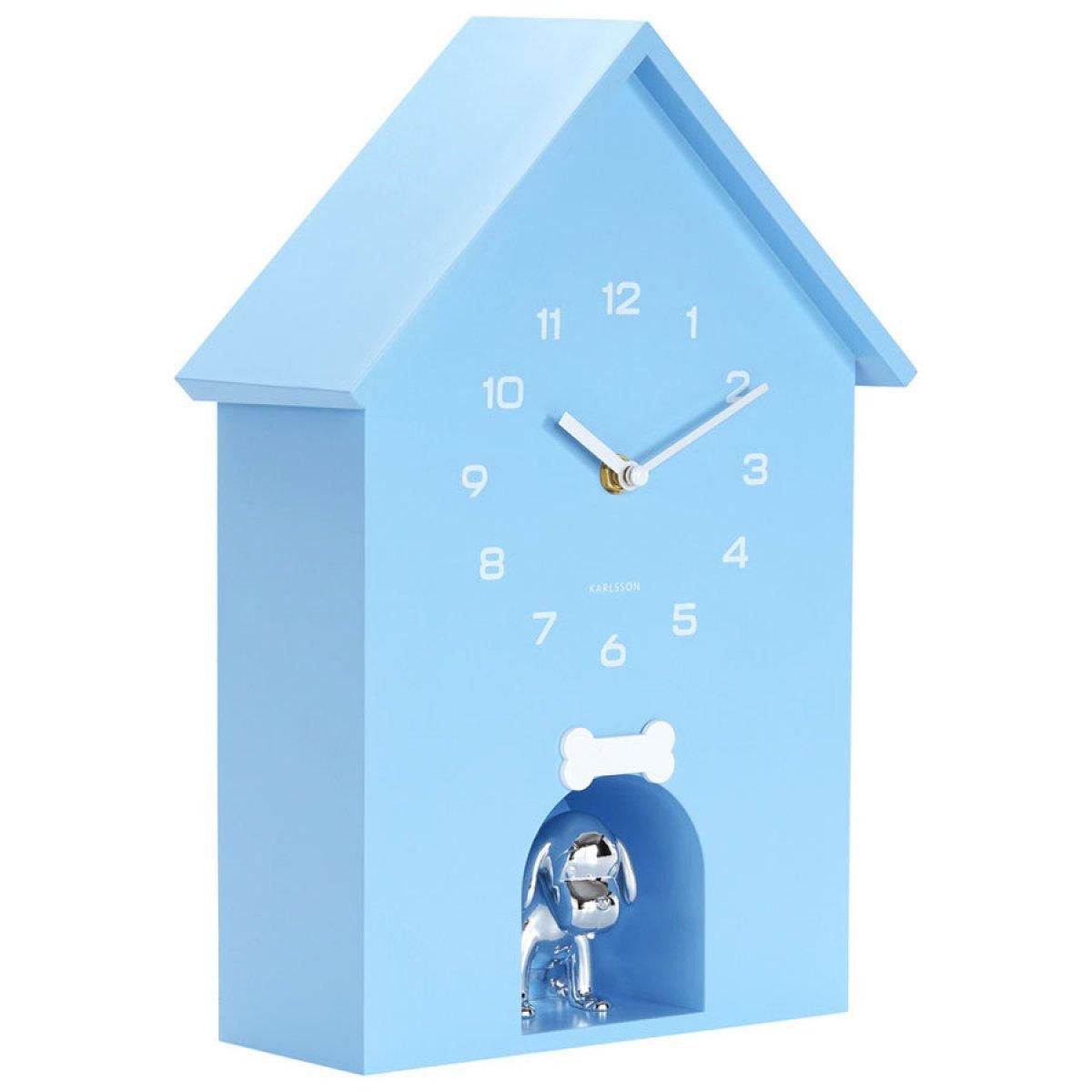 Karlsson Uhr Kuckucksuhr Dog House mit Hund Soft Blau