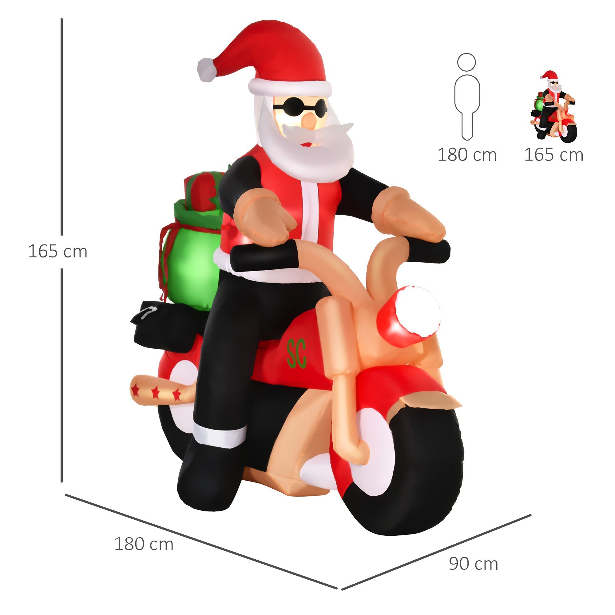 HOMCOM Weihnachtsfigur Aufblasbarer Weihnachtsmann – Bild 4 von 5