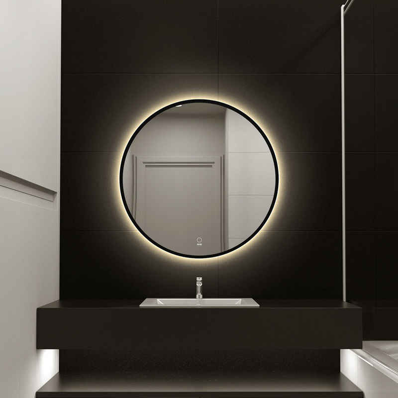 HOME DELUXE Badspiegel LED-Spiegel Rund DUBI - Beschlagfrei & Dimmbar, Badezimmerspiegel, Badspiegel mit Beleuchtung, Wandspiegel