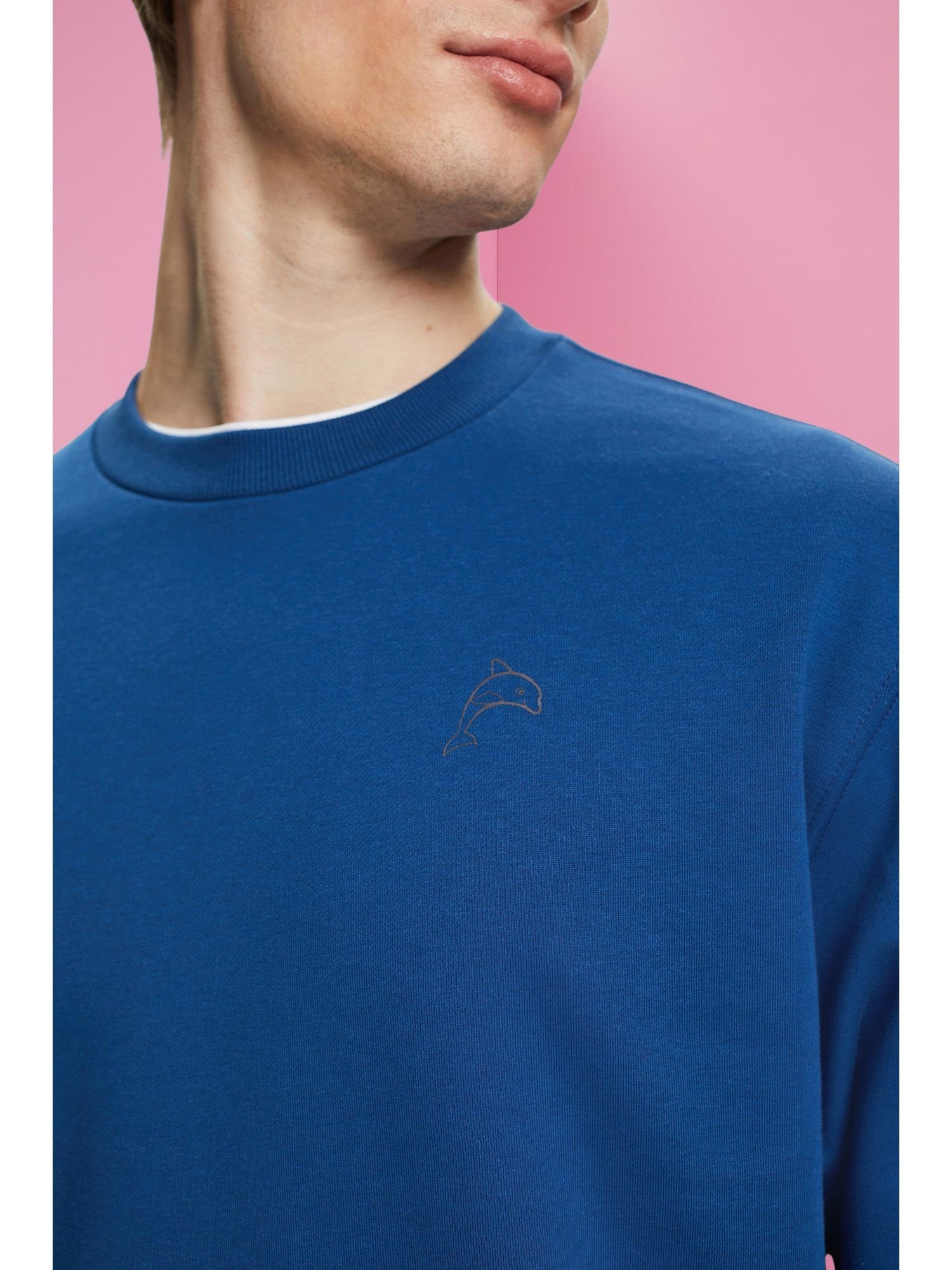 Esprit Sweatshirt Sweatshirt BLUE mit kleinem Delfinprint BRIGHT (1-tlg)
