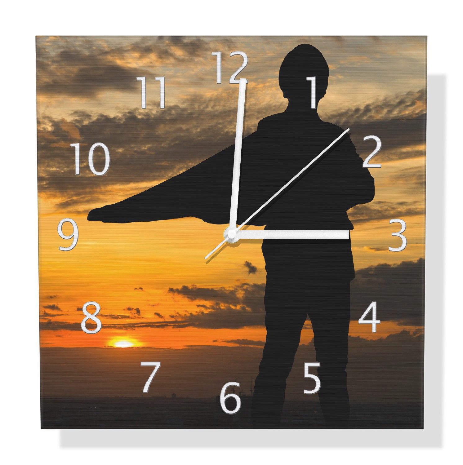 Wallario Wanduhr Schatten eines Helden (Aluverbunduhr)