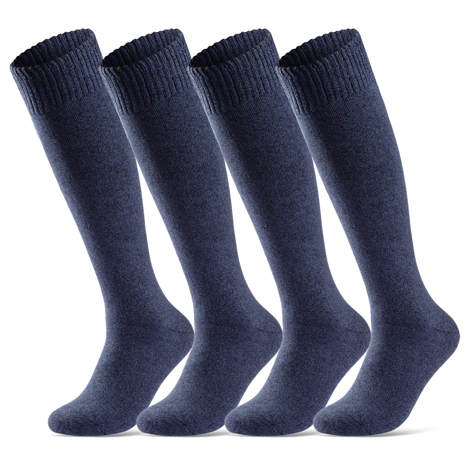 sockenkauf24 Kniestrümpfe Winterstrümpfe 4 43-46) (Navy, Paar Herren mit Thermostrümpfe Innenfrottee 22350