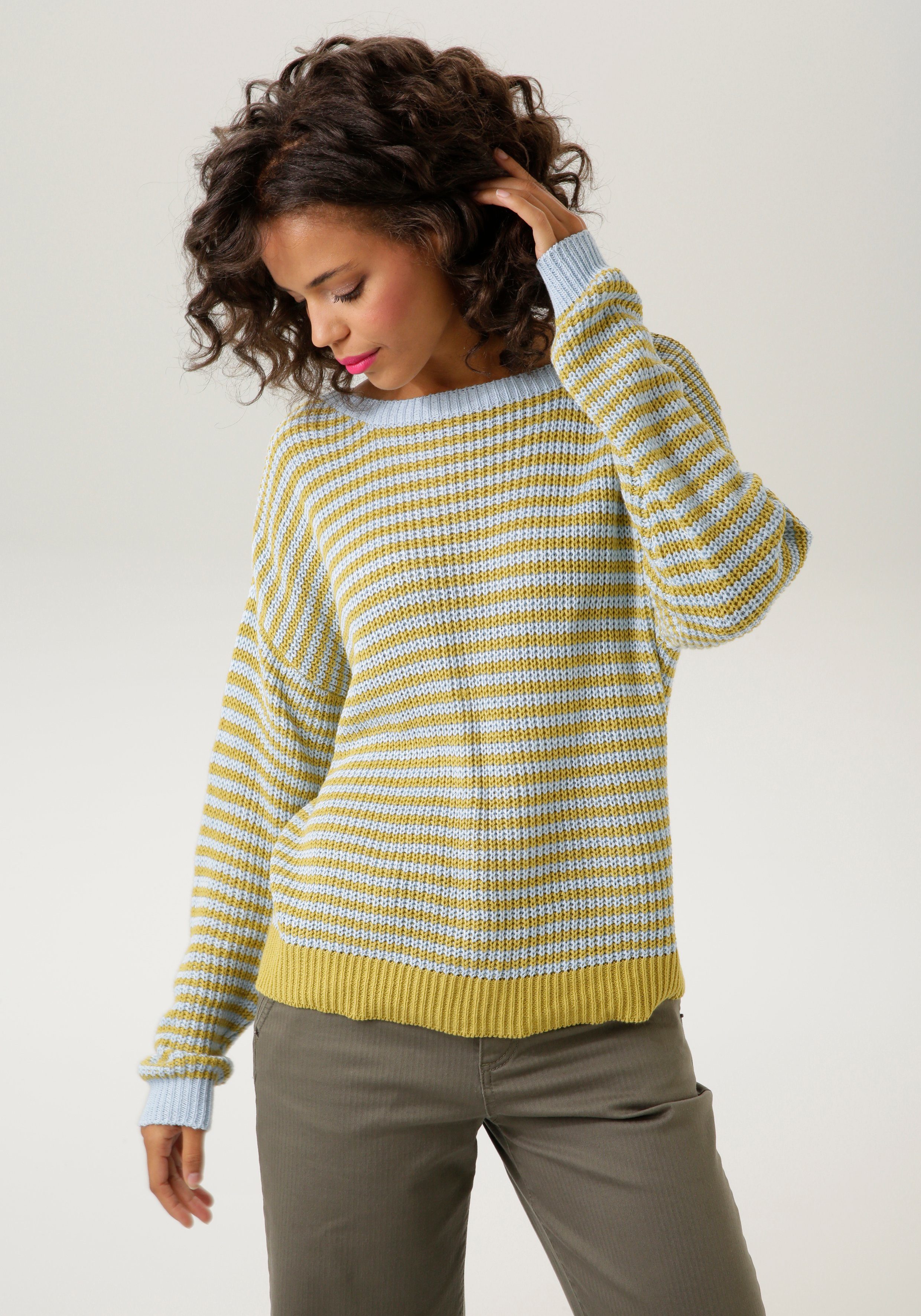 Aniston CASUAL Strickpullover im pastellfarbenem Streifen-Dessin - NEUE  KOLLEKTION