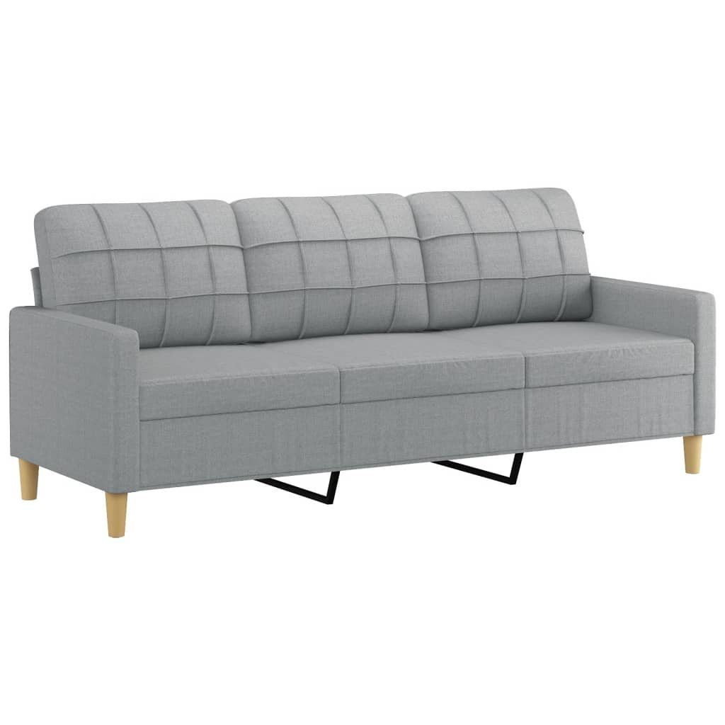 Sofa Hellgrau 3-tlg. Stoff Kissen vidaXL Sofagarnitur mit