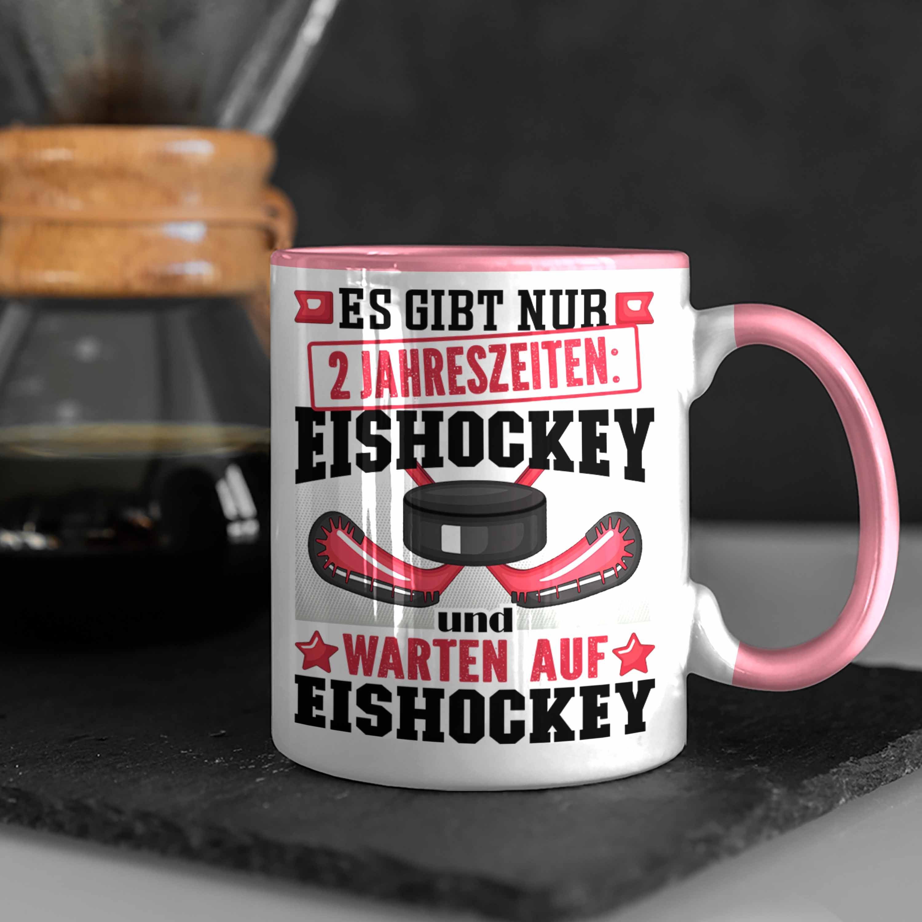 Jahresze Eishockey Geschenk Eishockey-Spieler 2 für Tasse Trendation Geschenkidee Tasse Rosa