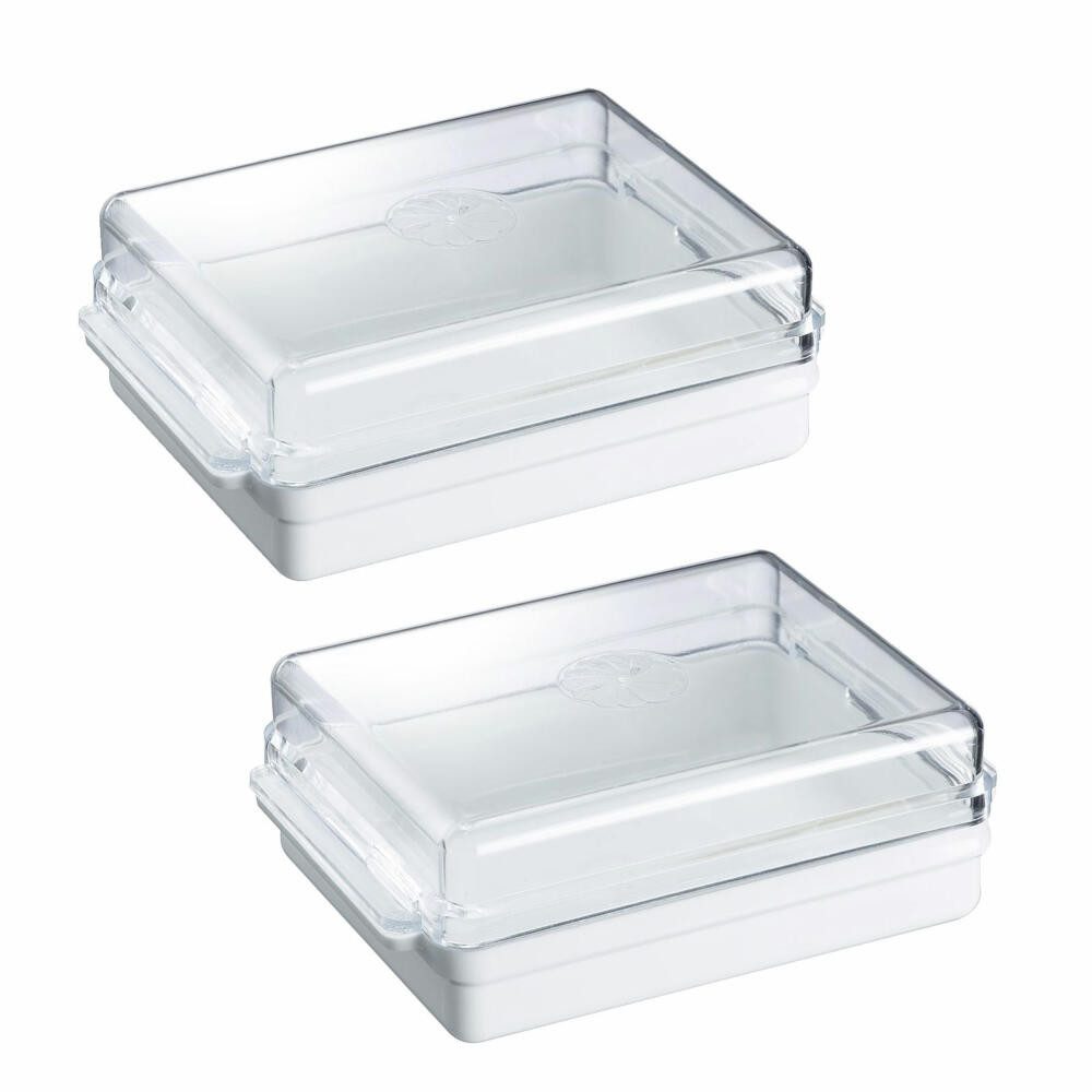 WESTMARK Butterdose 2 Stk., Kunststoff, Traditionell, Weiß/Transparent, Kühlschrank-Butter, PS