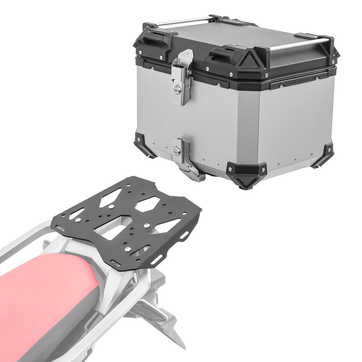 Bagtecs Topcase Set Alu Topcase + Gepäckbrücke passend für BMW R 1100 / 1150 GS 94-04