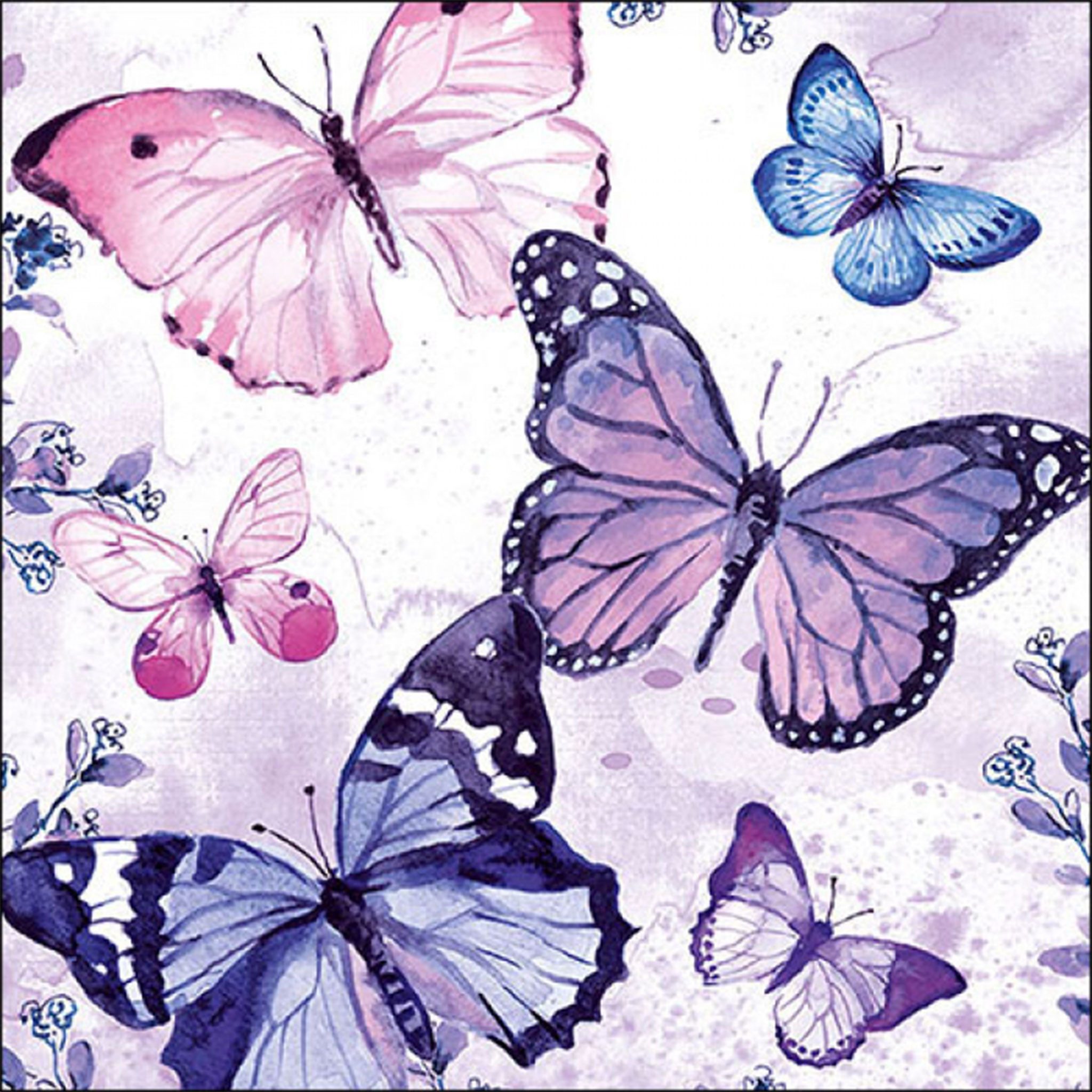 Ambiente Luxury Paper Products Papierserviette, Servietten Papier 33x33cm 3-lag. mit Schmetterlinge Motiv 20 Stück