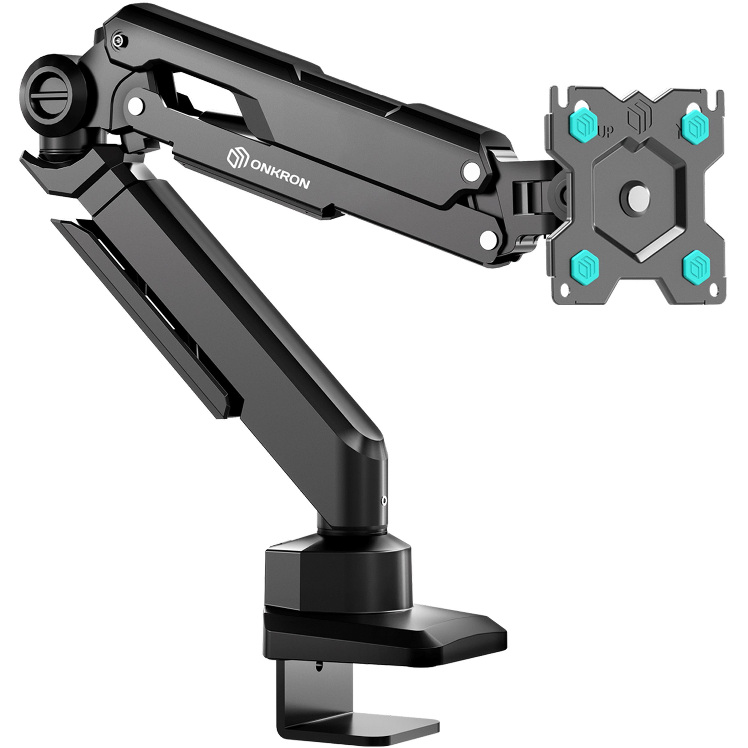 ONKRON Monitor-Halterung 13-32 Zoll, bis 8 kg, VESA 75x75-100x100, (bis 34 Zoll, neigbar, schwenkbar, drehbar, Gasdruckfeder, Kabelmanagement)