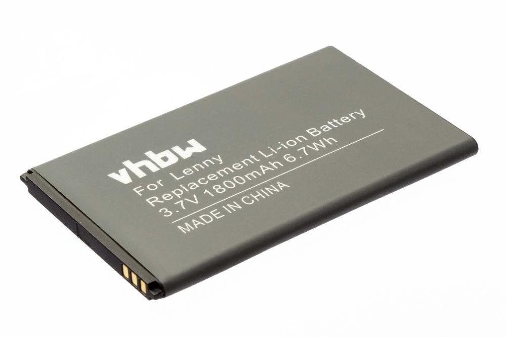 vhbw kompatibel mit Wiko Lenny (3,7 3, 1800 Smartphone-Akku B0386126, Lenny 2 Li-Ion Lenny, mAh V)