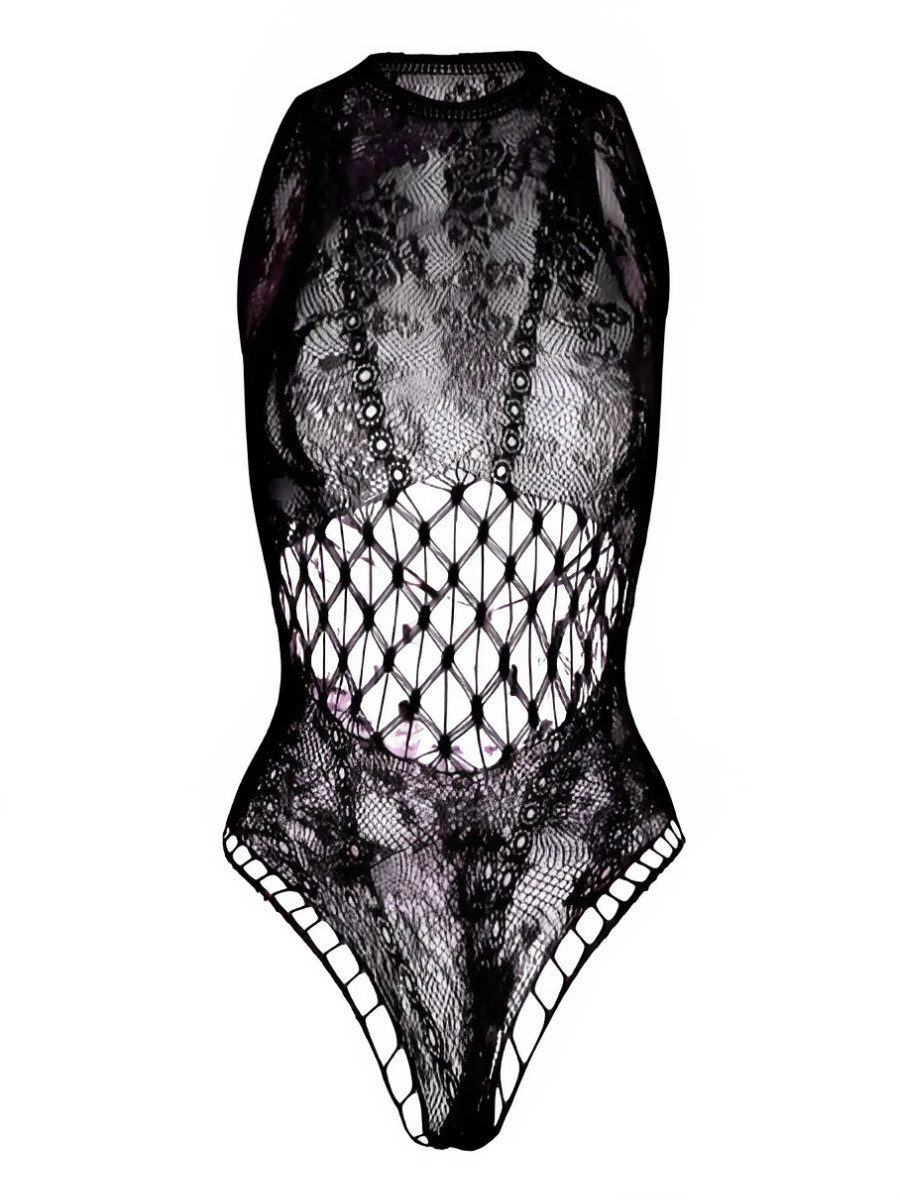 Elegant Love Neckholder-Body Sexy Netz-Body, rückenfrei, Dessous und Unterwäsche für Damen (1-tlg) Nahtloser Bodysuit