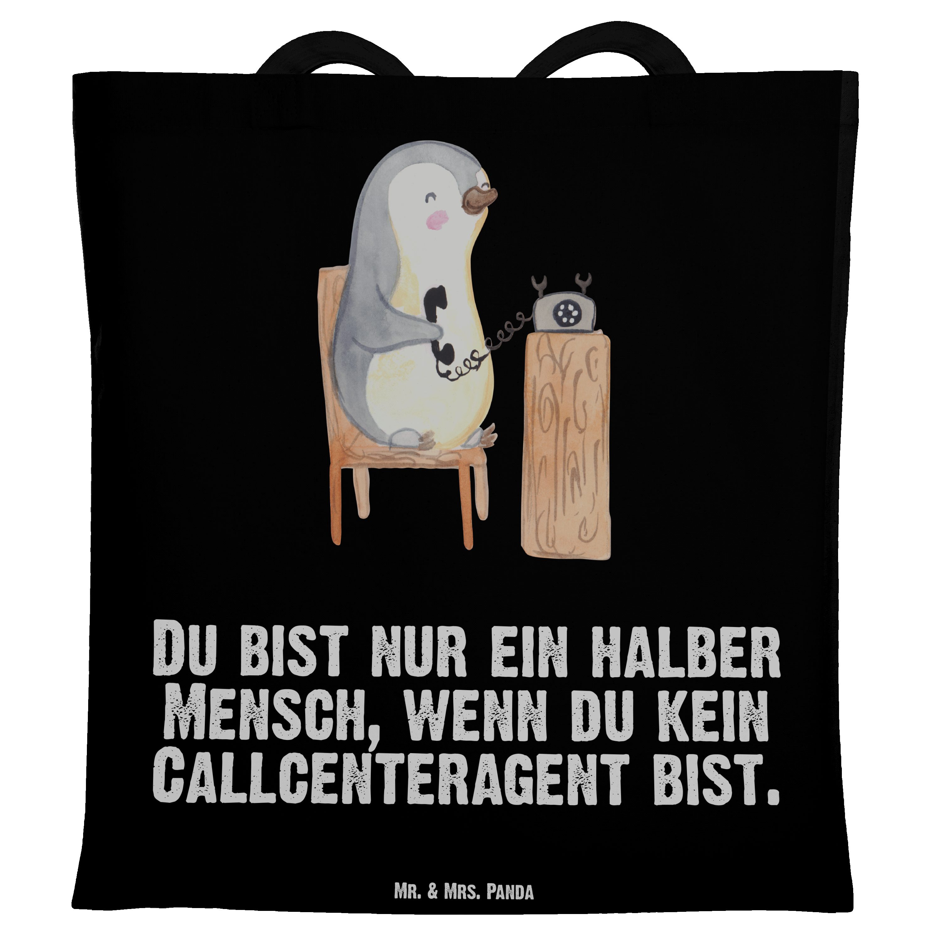 Mr. & Mrs. Panda Herz homeof Einkaufstasche, Schwarz - (1-tlg) - mit Geschenk, Tragetasche Callcenteragent