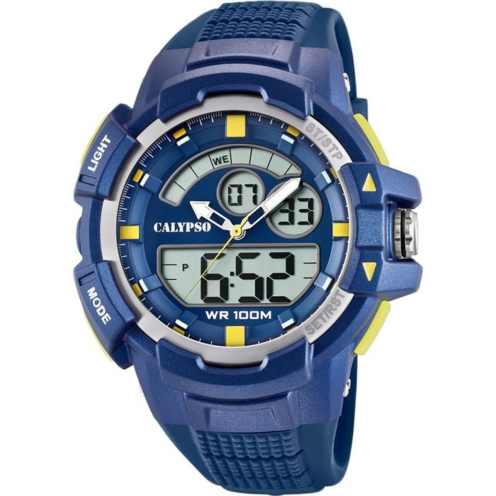 CALYPSO WATCHES Digitaluhr Calypso Herren Uhr K5767/2 Kunststoffband (Armbanduhr) Herren Armbanduhr rund Kunststoff PUarmband blau Sport