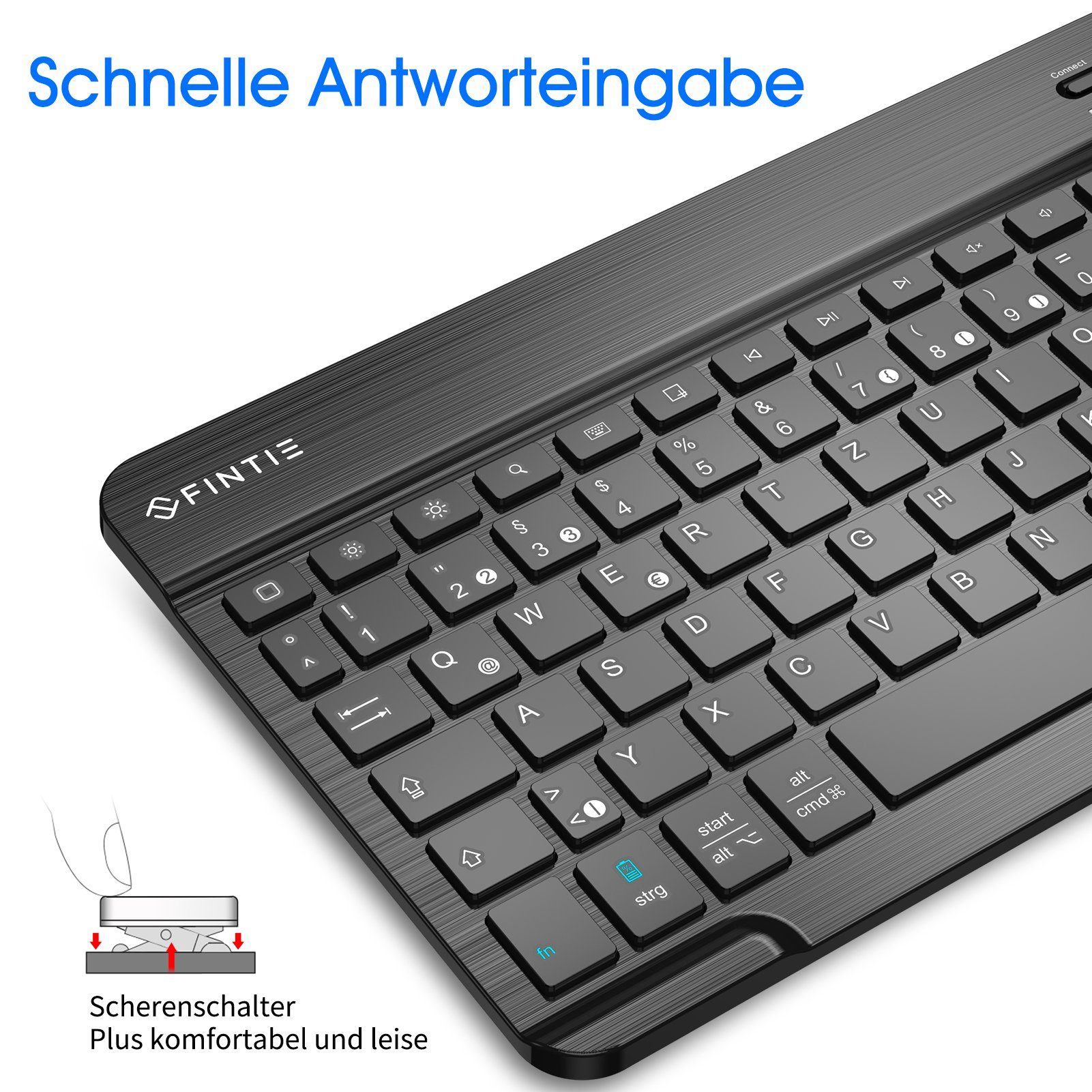 Fintie Ultradünn Bluetooth Tastatur, deutsche Layout QWERTZ Tablet-Tastatur (für iPad Air/Pro/Mini/iPad 10.9/10.2/9.7/iPhone/Samsung/Android) – Bild 4 von 5