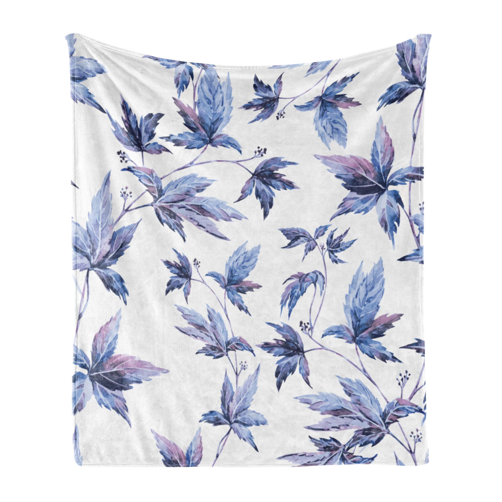 Wohndecke Gemütlicher Plüsch für den Innen- und Außenbereich, Abakuhaus, Indigo Watercolored Baum-Blätter