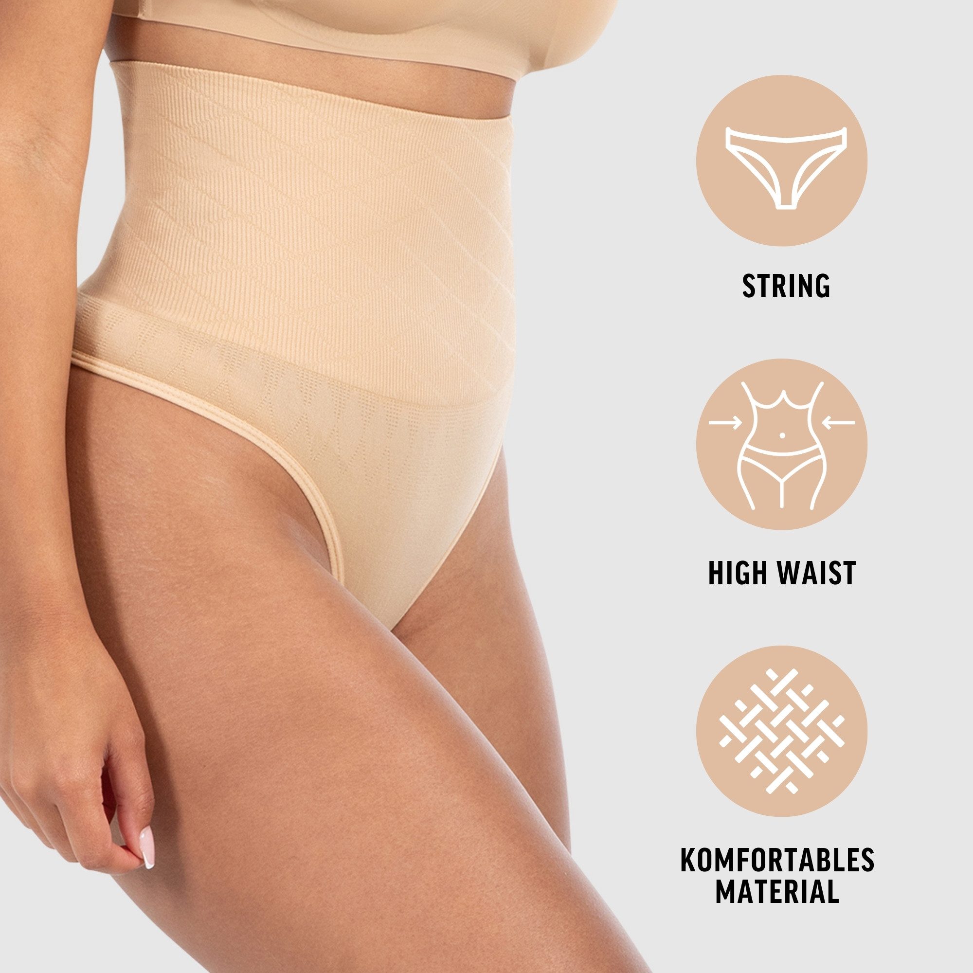 Smilodox String Nysa, High Waist String Seamless Tanga, figurformend Bauchkontrolle Unterwäsche Tange Slips Unterhose