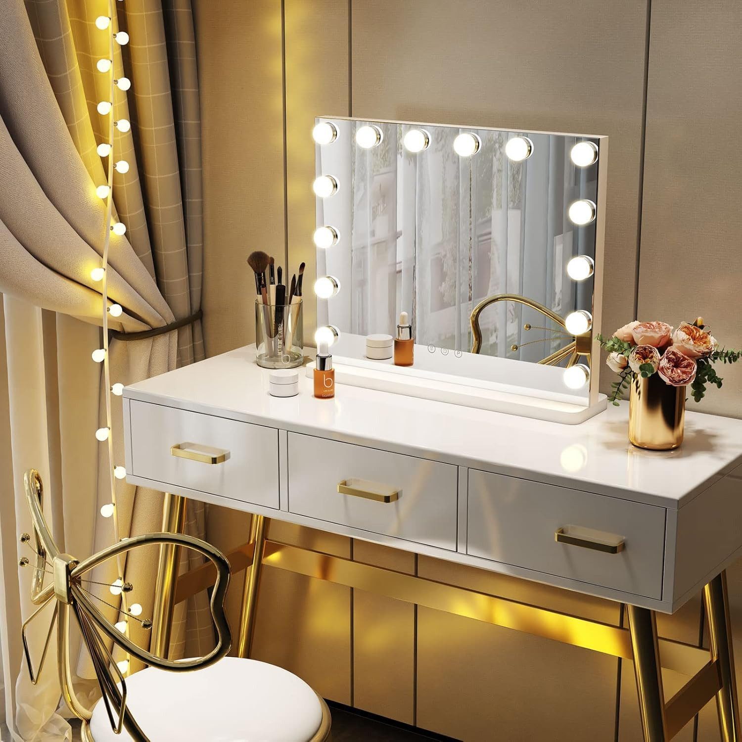 Dripex Schminkspiegel Hollywood Kosmetikspiegel mit 14/15/18LED, günstig online kaufen