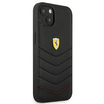 Ferrari Handyhülle Case iPhone 13 Mini Cover Echtleder schwarz Logo