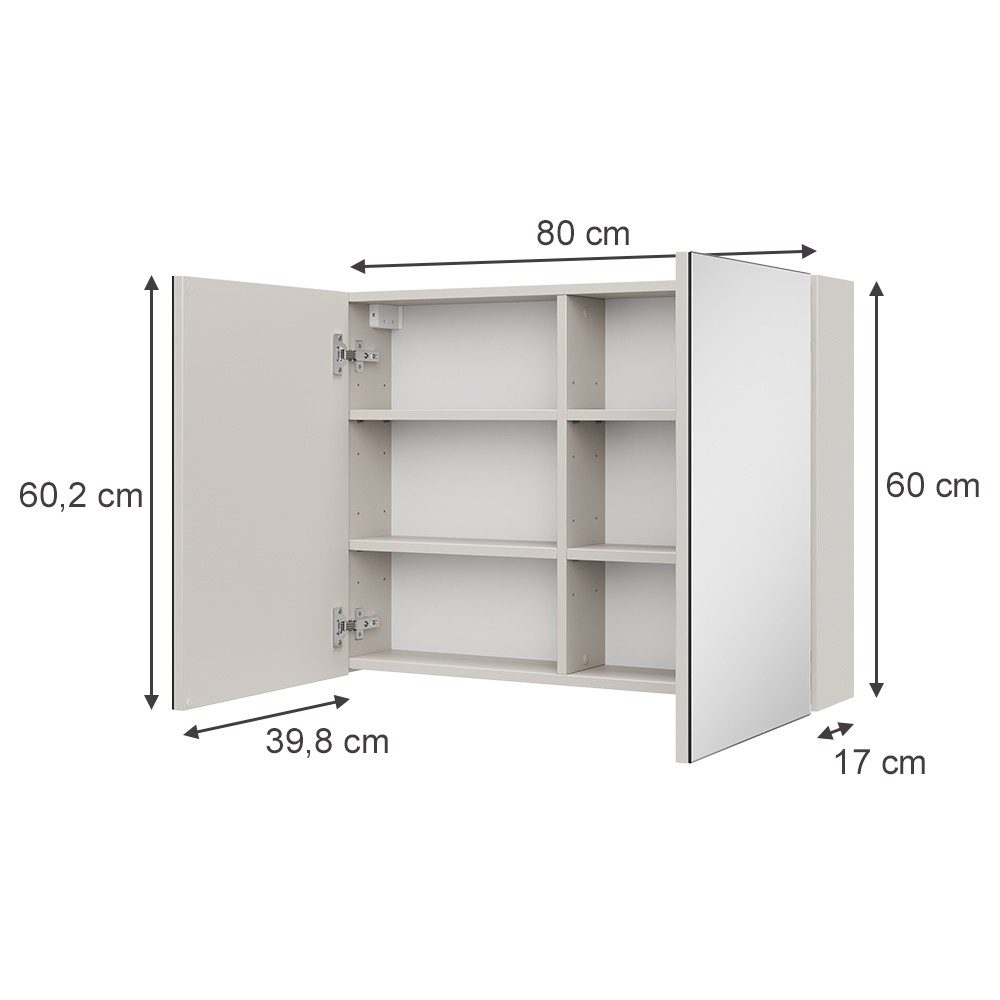 Vicco Badezimmerspiegelschrank Lavia, Cashmere, 80 x 60.2 cm – Bild 2 von 5
