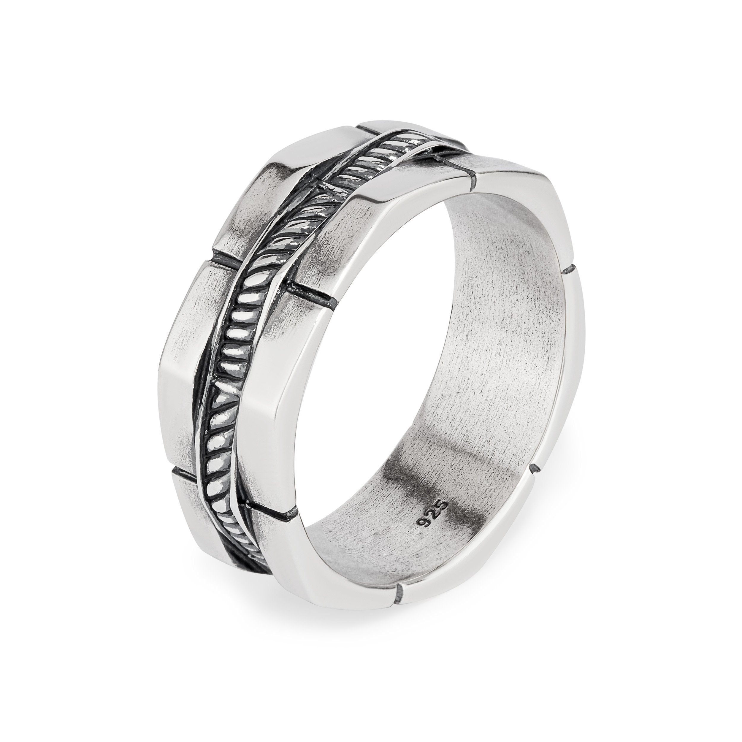 Silberring 66mm Massiv Silber 925 Schlangenmuster bequemer Herrenring Used Look B