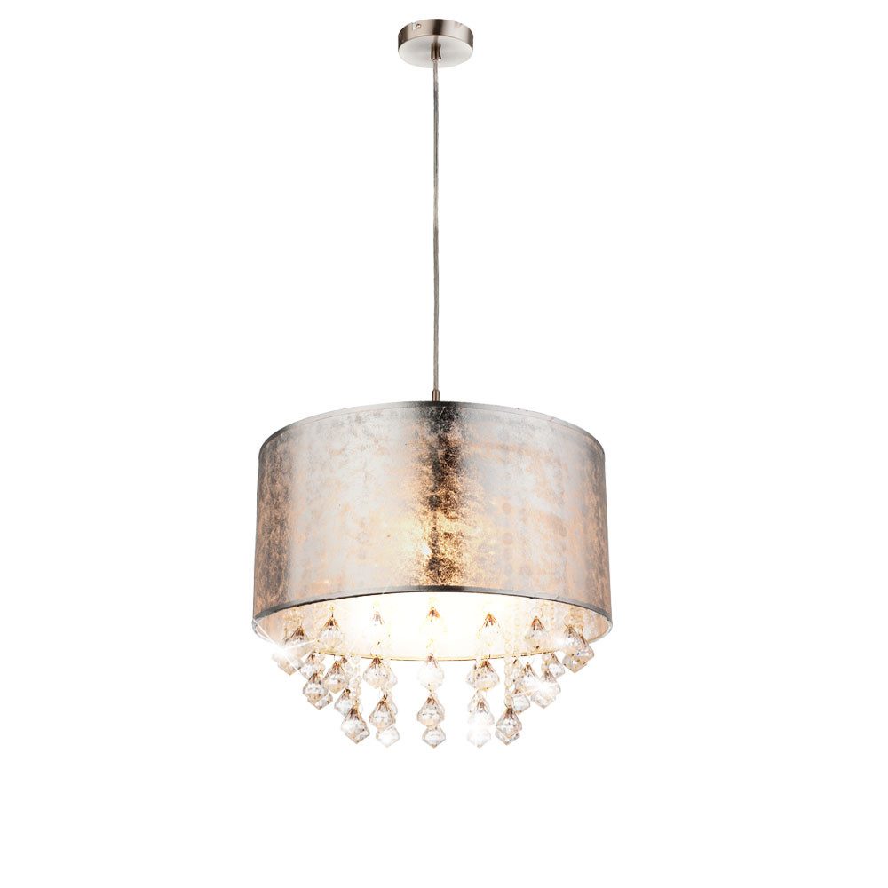 GLOBO LIGHTING LED Pendelleuchte, Leuchtmittel inklusive, Warmweiß, Pendellampe Hängeleuchte Esstischlampe silber Kristalle LED H 140 cm
