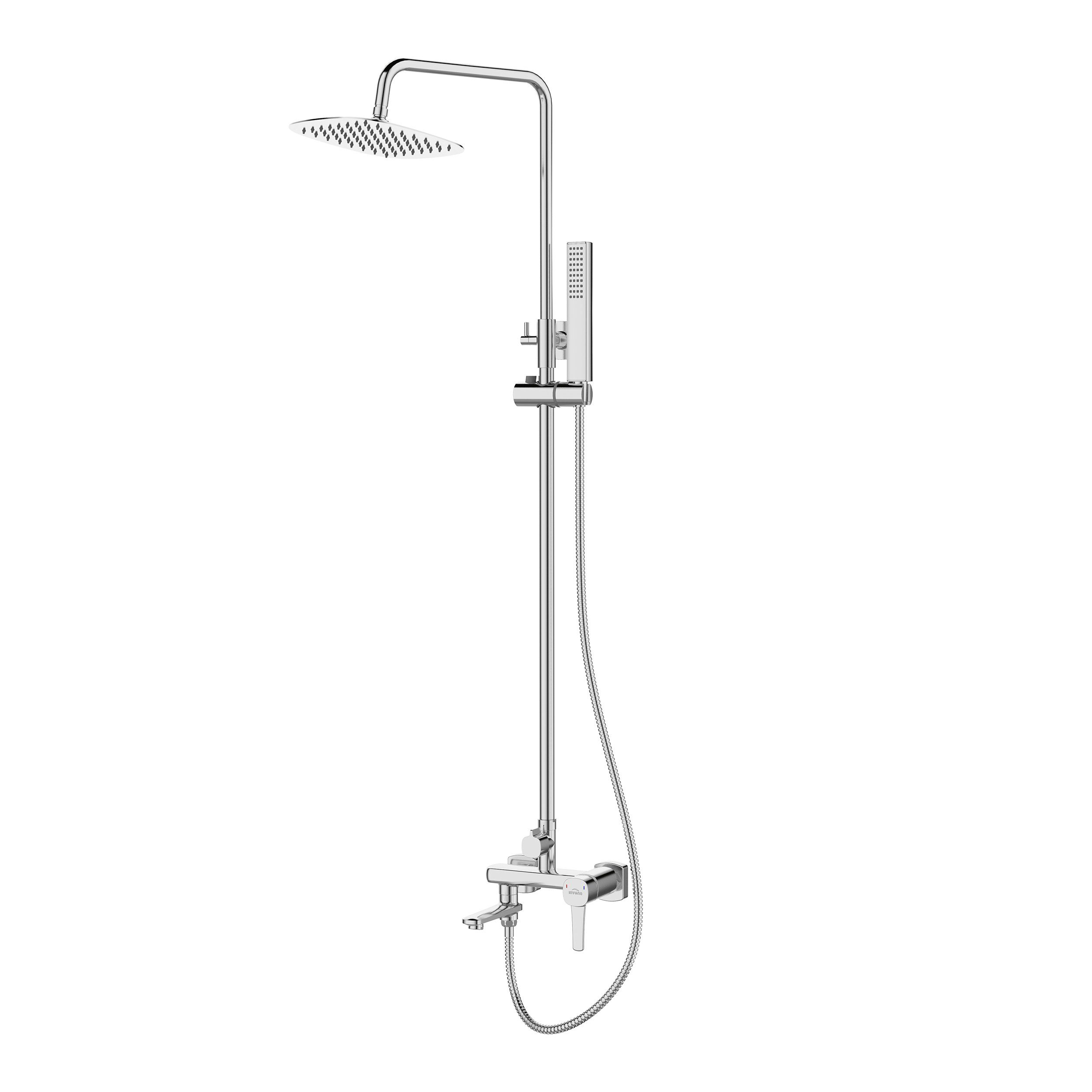 KOLMAN Duschsystem GLAMOUR Brausegarnitur Regendusche, Höhenverstellbar, Höhe 138 cm, in Silber