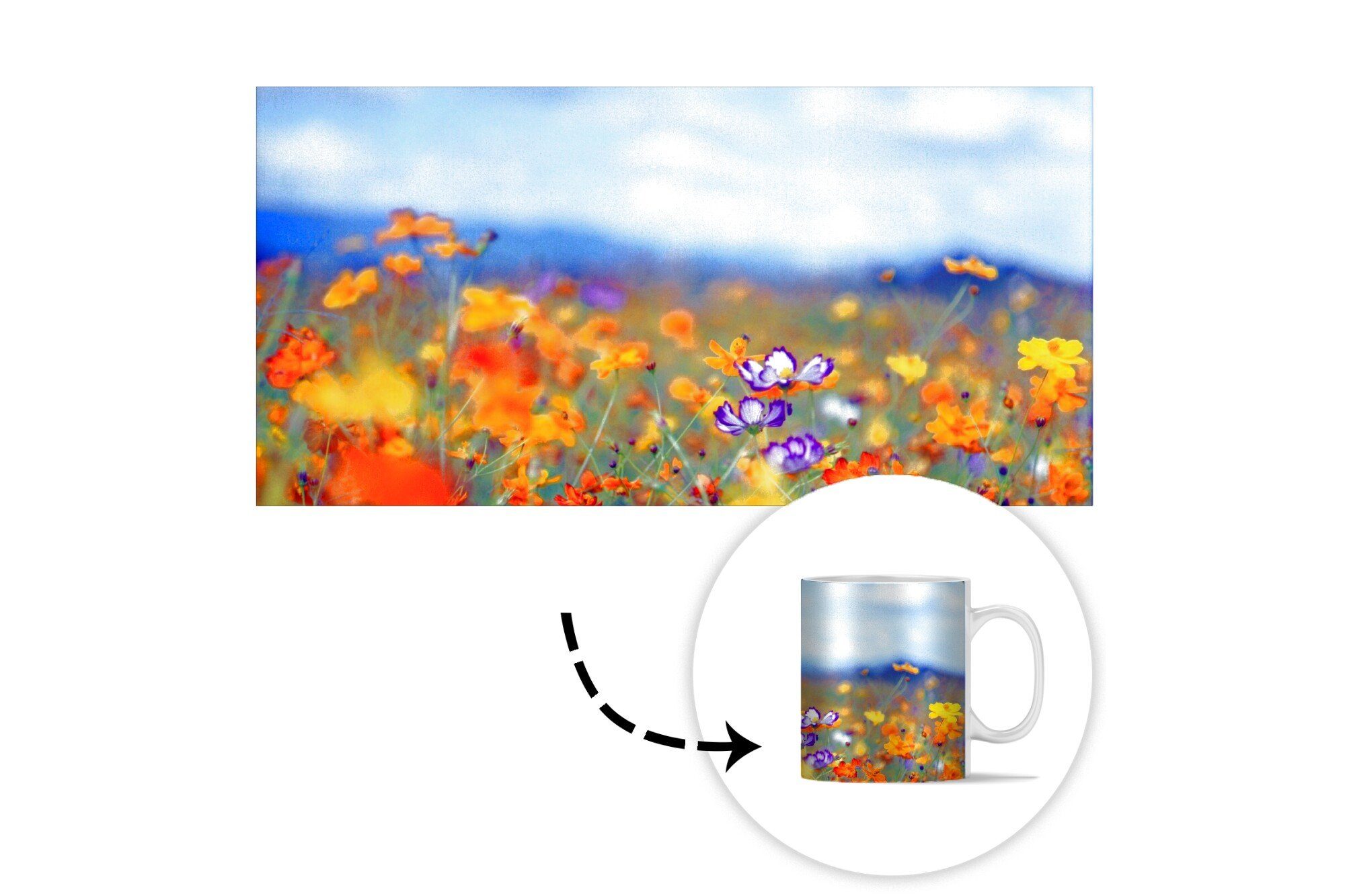- - Kosmos Farben Frühling, Tasse Geschenk Becher, Teetasse, MuchoWow Teetasse, Keramik, Kaffeetassen,