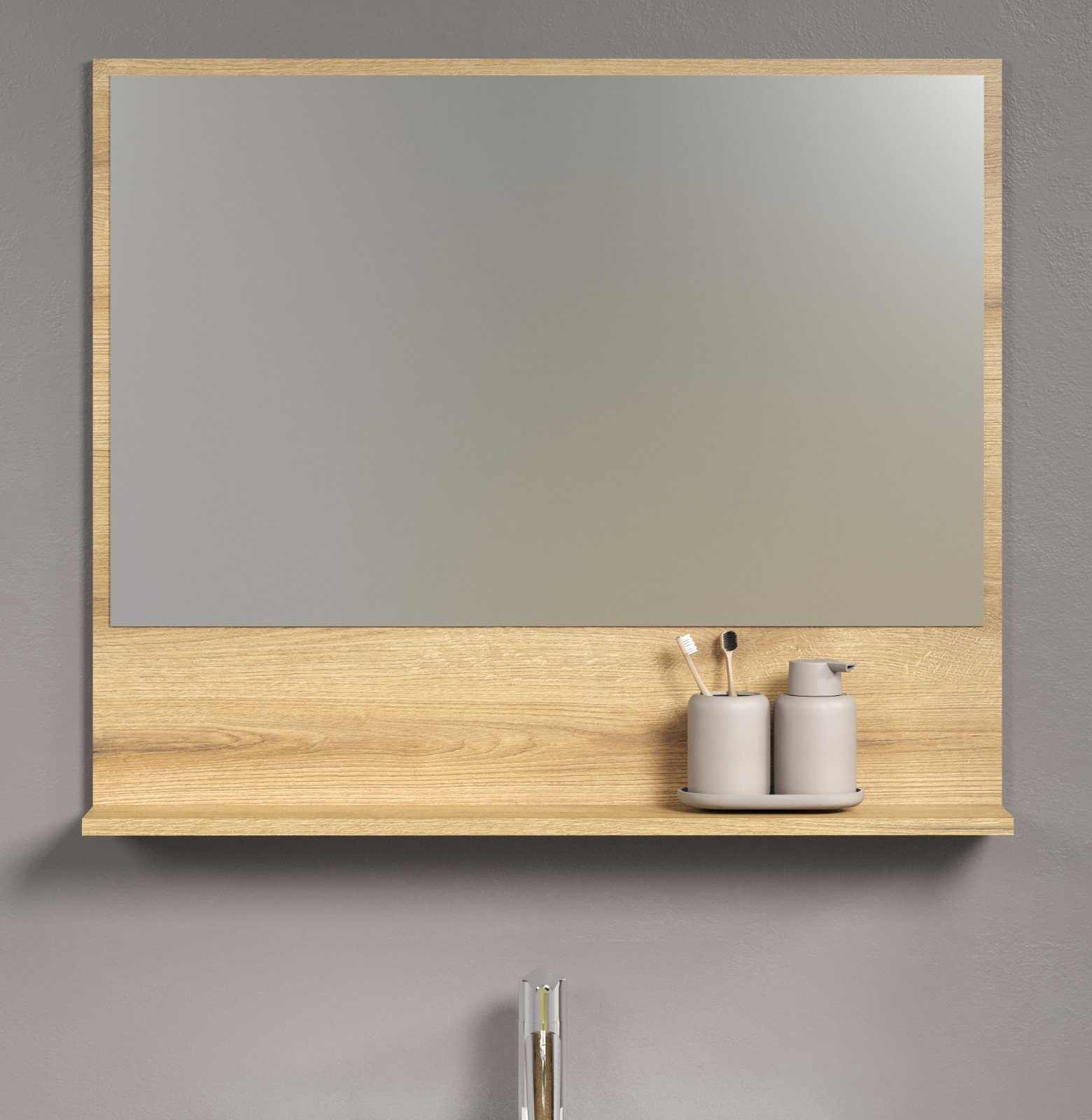 Furn.Design Badspiegel Bliss (Wandspiegel in Evoke Eiche, 80 x 74 cm), mit günstig online kaufen