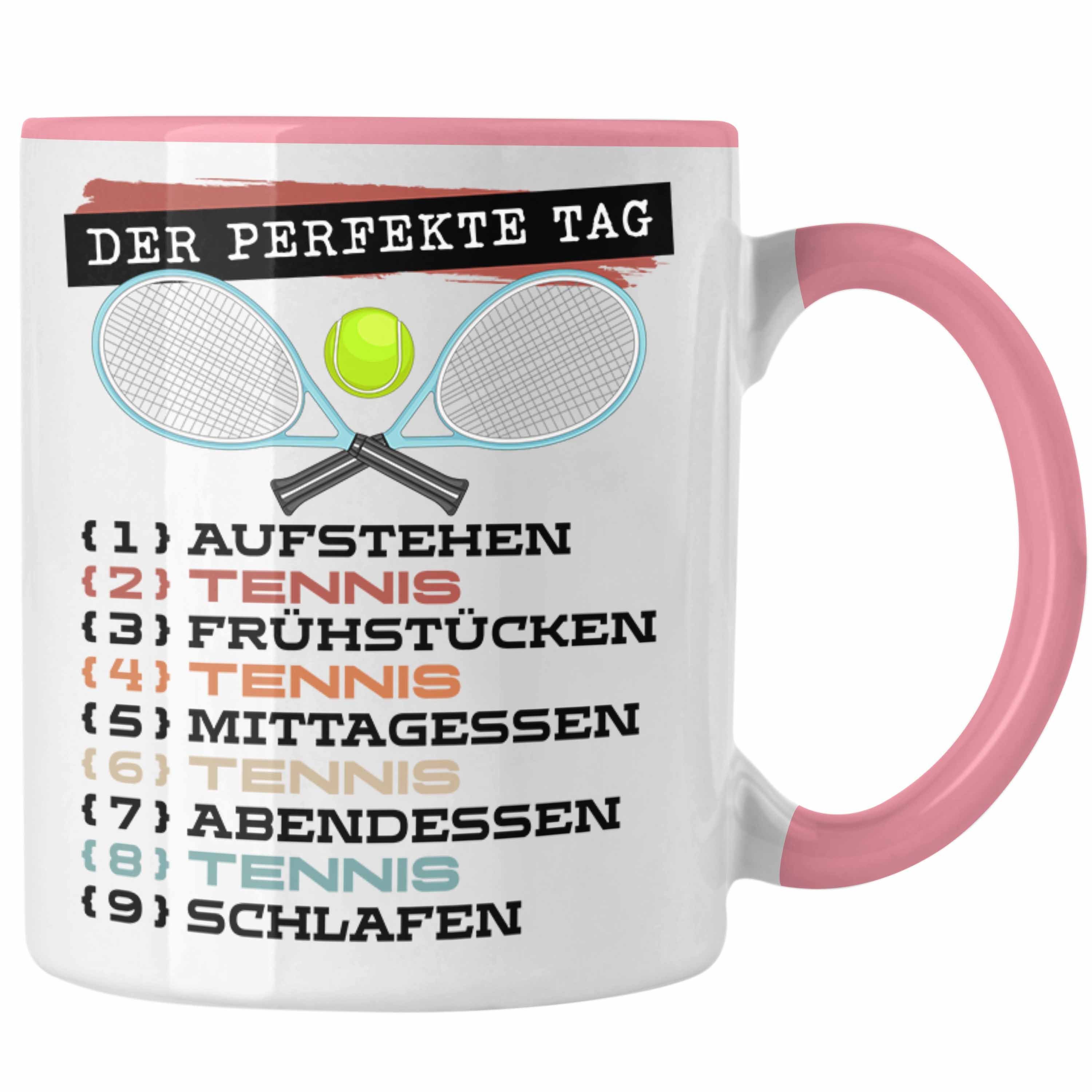 Trendation Tasse Trendation - Tennis Tasse Geschenk Becher Der Perfekte Tag Tennis-Spie Rosa | Teetassen