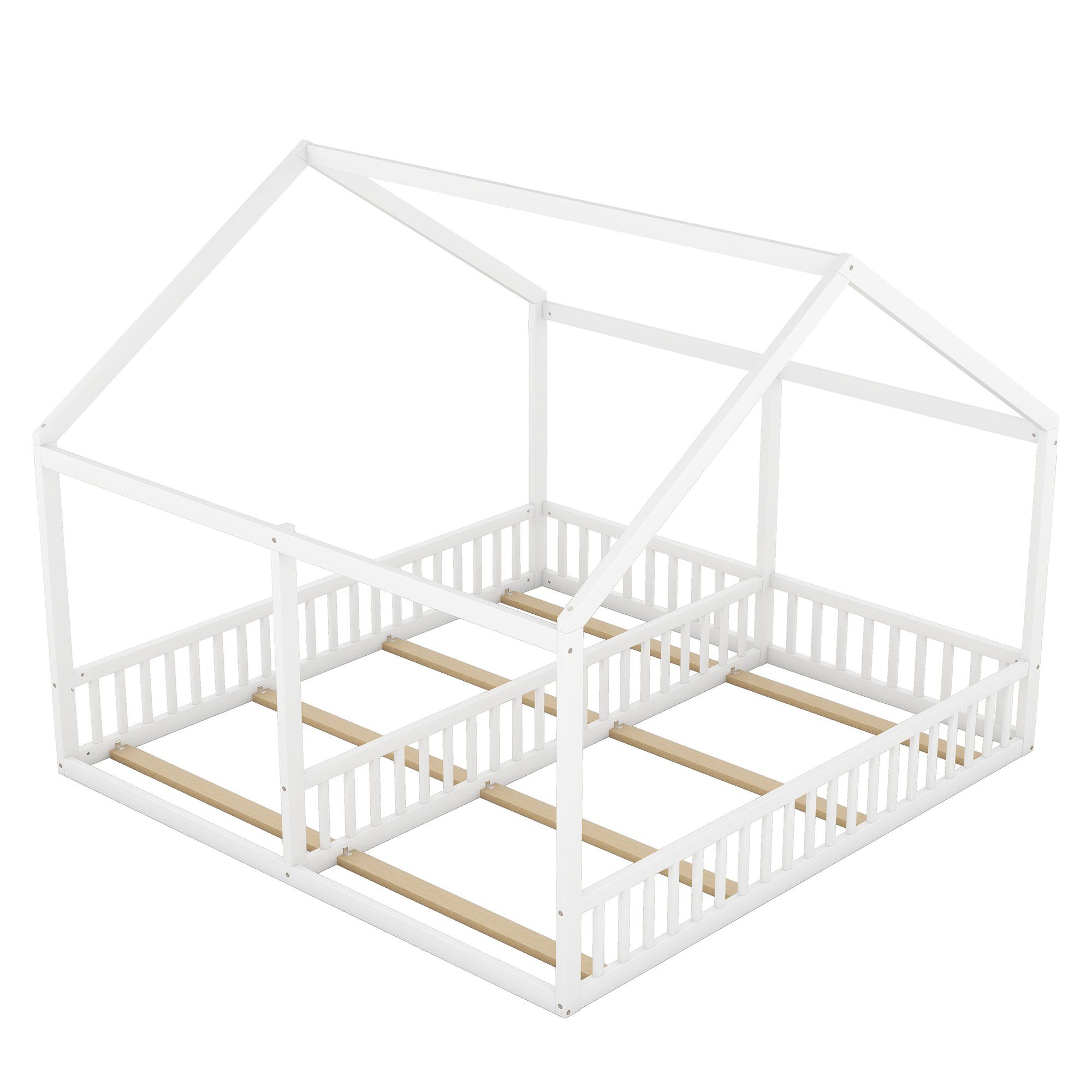 OKWISH cm 200 (flache Weiß Matratze Hausmodelle, Funktionsbett ohne Betten, x 90 2-in-1-Betten), Holzbett Kinderbett Einzelbetten