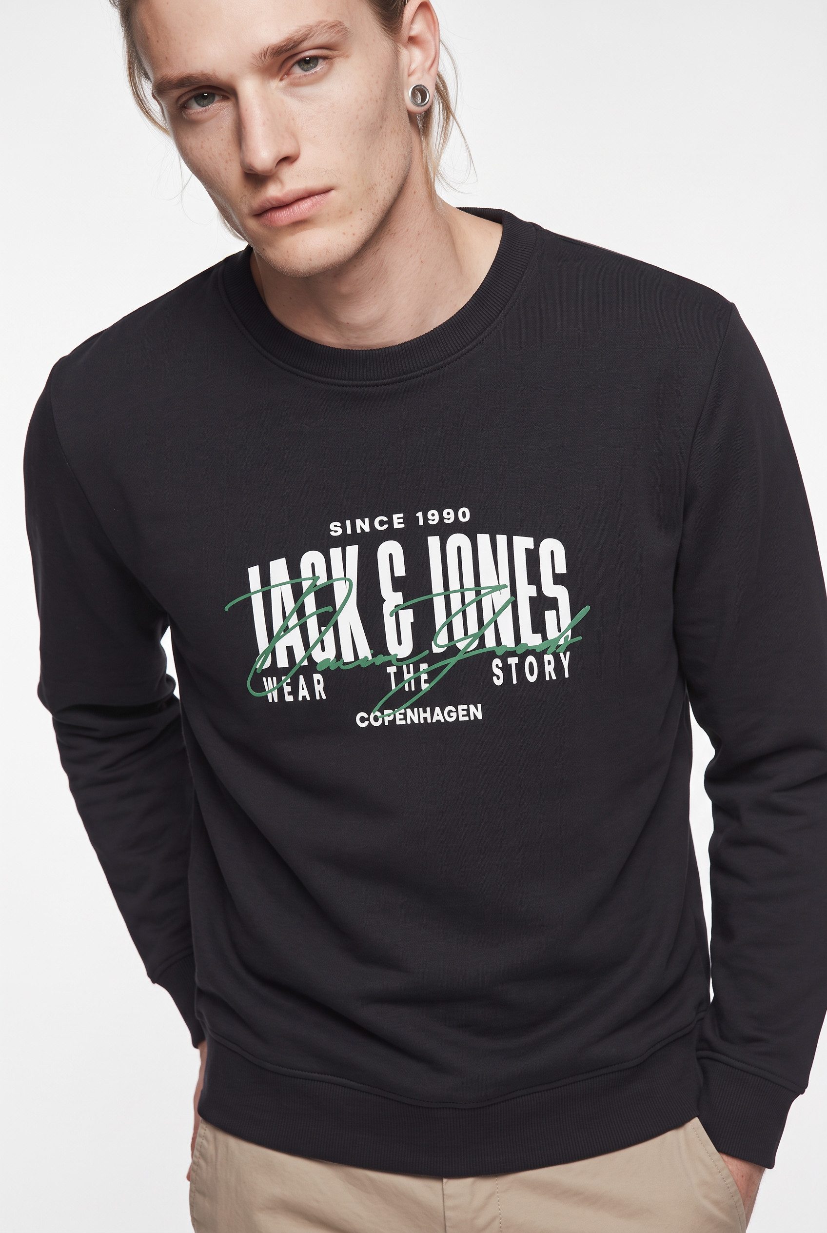 Jack & Jones Sweatshirt JJAERO SWEAT CREW NECK Materialmix, regular fit – Bild 3 von 5