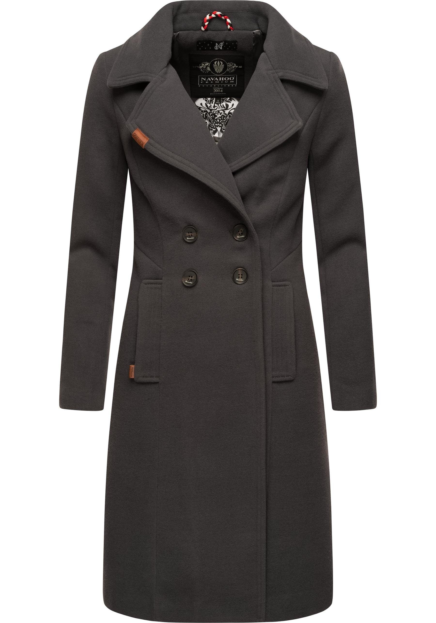 Navahoo Wintermantel Wooly edler Damen Trenchcoat in Wollmantel-Optik anthrazit | Mäntel