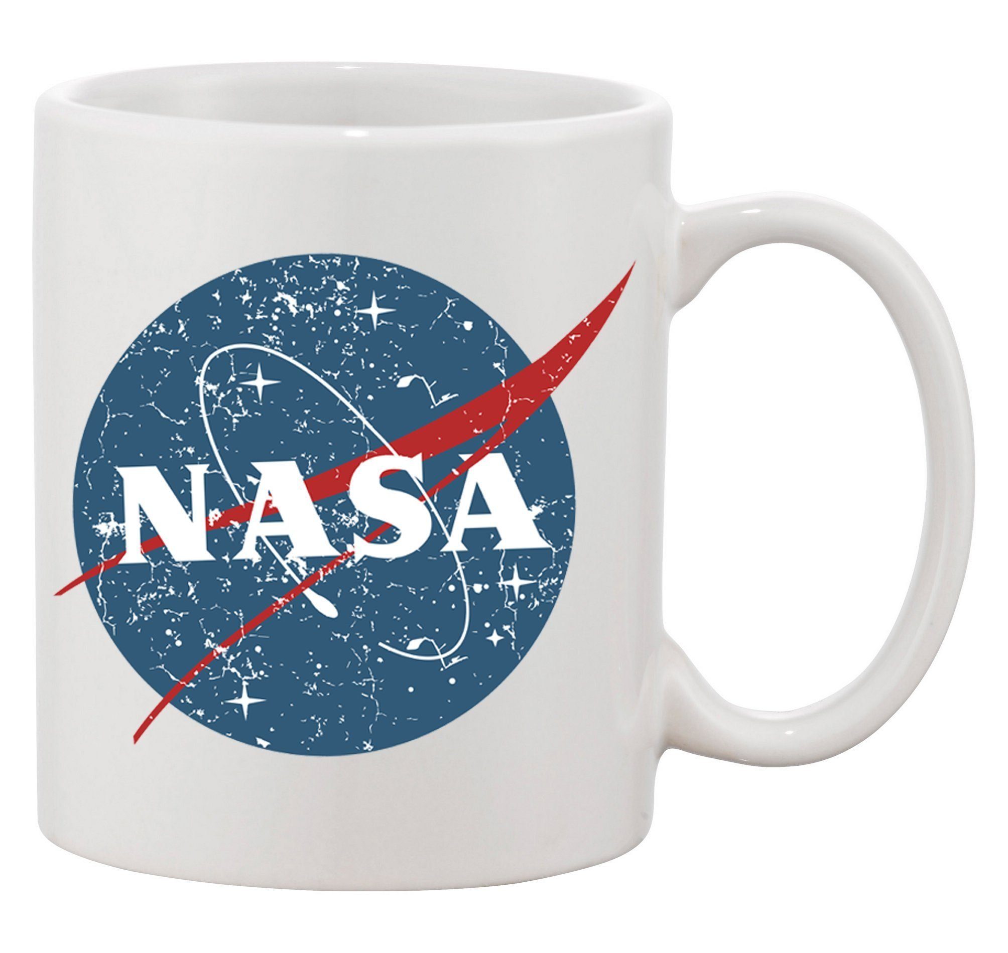 Blondie & Brownie Tasse Vintage Nasa Rakete USA Space Mond Mars Elon Mission, Keramik Weiss XXL (600ml)