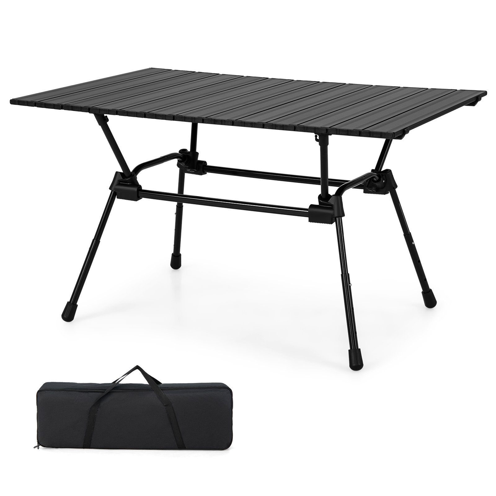 COSTWAY Campingtisch Klapptisch, 4-stufig höhenverstellbar schwarz | Tische