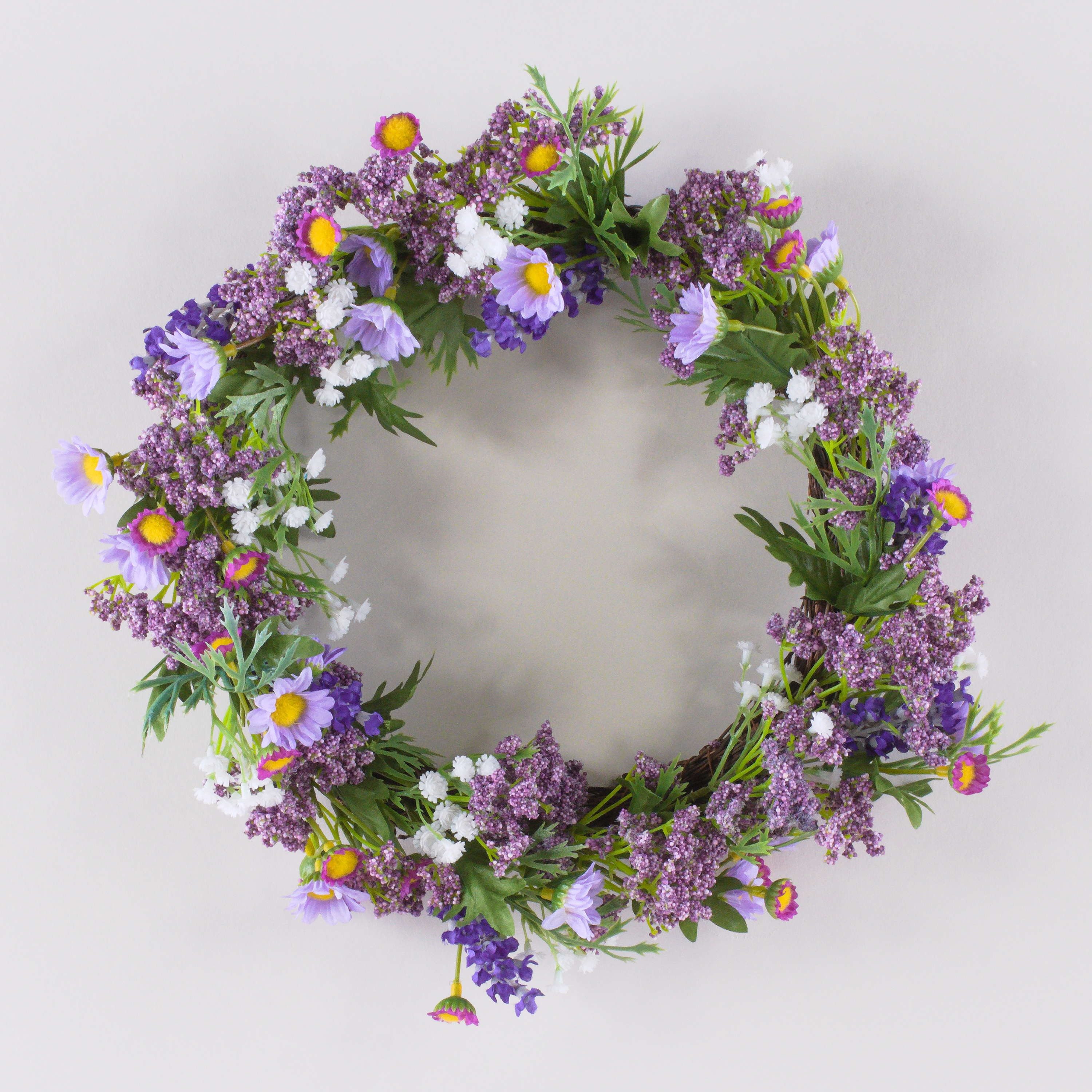 Kunstkranz Lavendelkranz künstlich AJILA, Gypsophila, Gänseblümchen, lila, Ø30cm, artplants