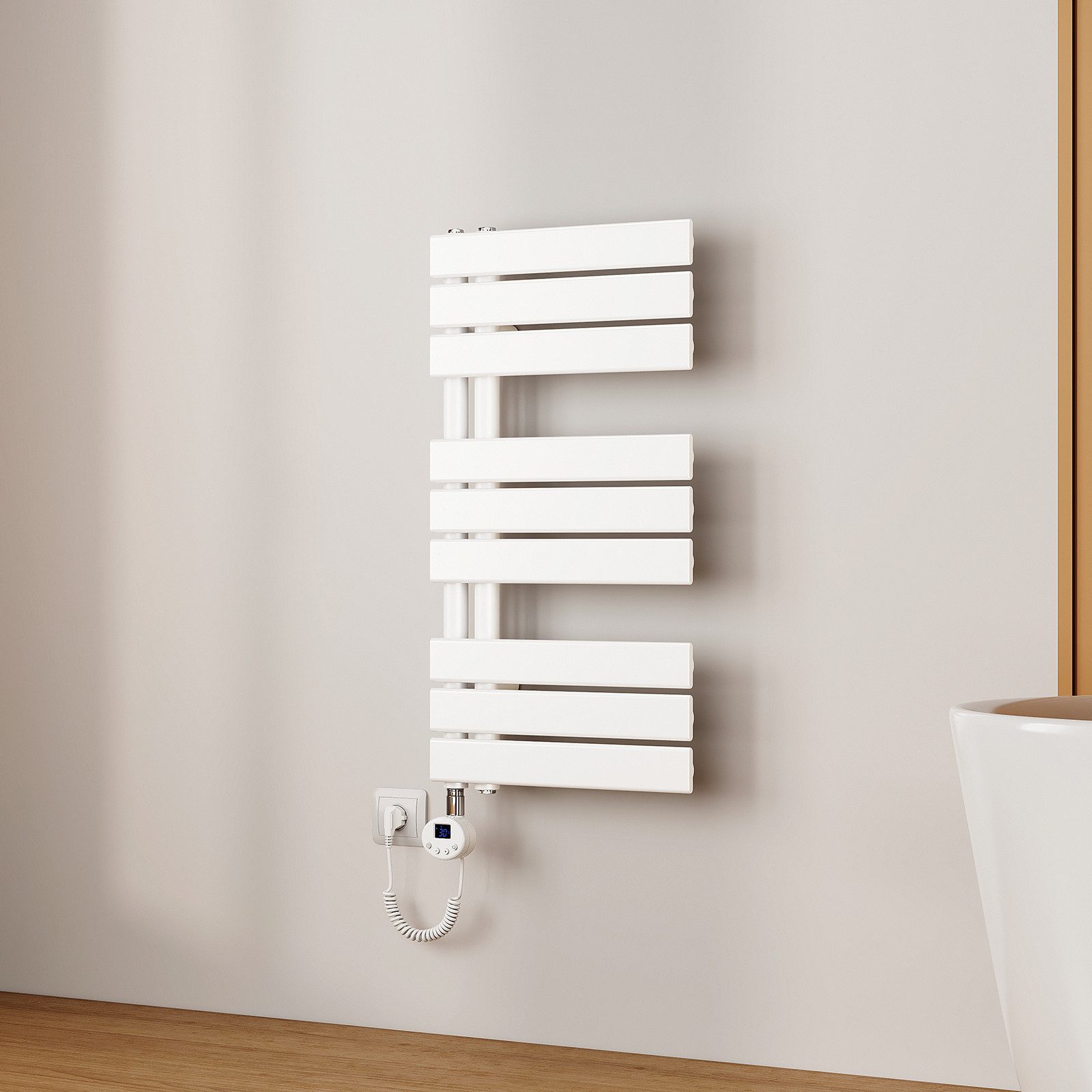 EMKE Elektrischer Badheizkörper Weiß mit Thermostat günstig online kaufen
