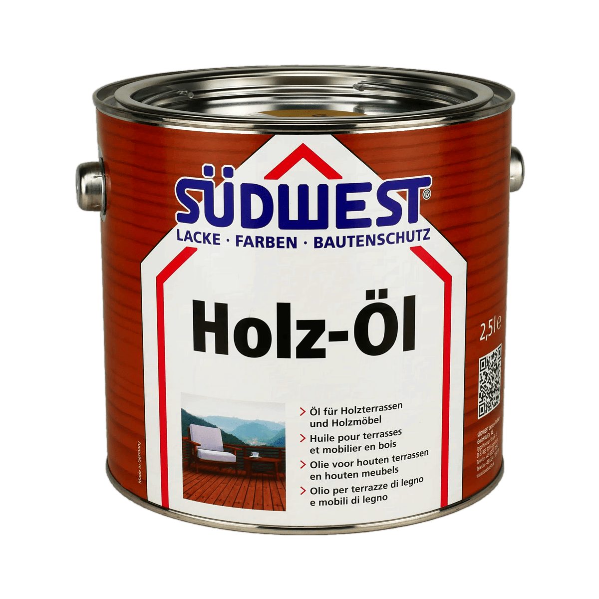 SÜDWEST Lacke + Цвета Glättekelle SÜDWEST Holz-Öl natur und pigmentiert 1 Liter 7051 natur-grau