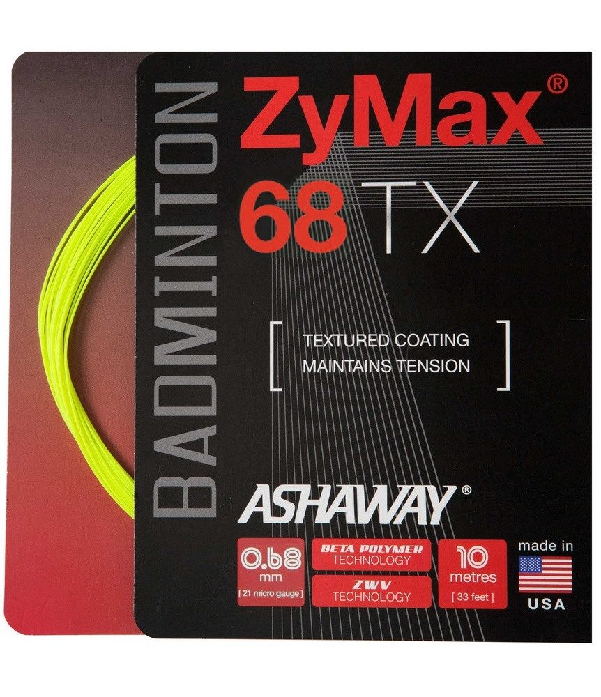 Badmintonsaite Zymax 68 TX gelb 10m Set