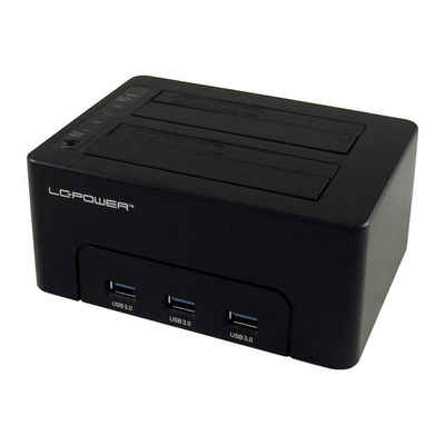 LC-Power Festplatten-Dockingstation LC-DOCK-U3-HUB, HDD, mit Kopierfunktion, 3-Port-USB-Hub, HDD/SSD-Wechsel