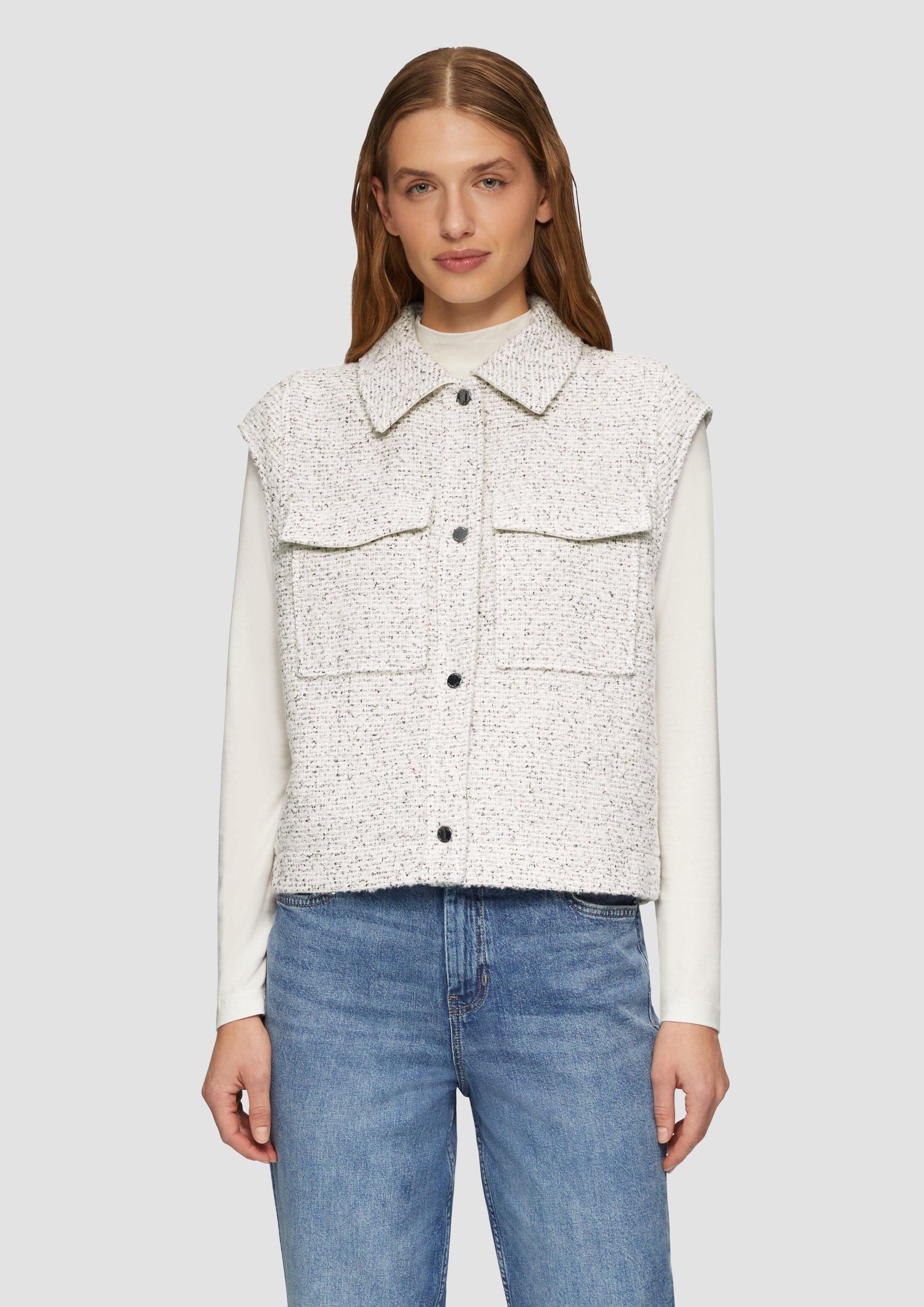 s.Oliver Funktionsweste Indoor-Weste Bouclé-Weste mit aufgesetzten Taschen